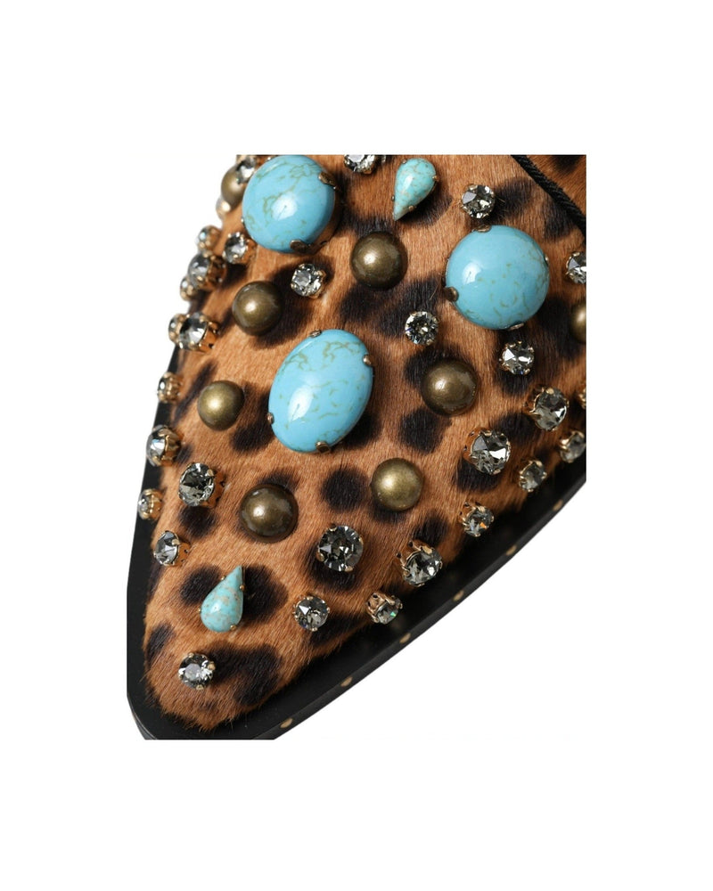 Dolce & Gabbana Brown Leopard Hair Crystal Dress Broque Shoes Glam Steals