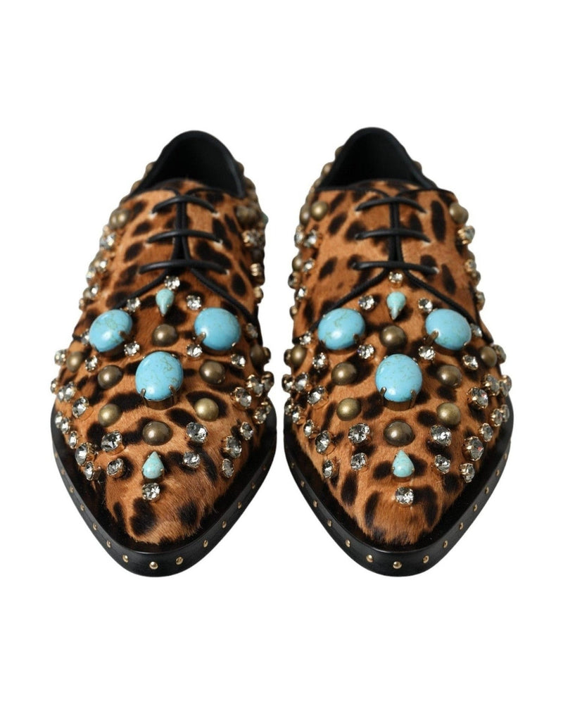 Dolce & Gabbana Brown Leopard Hair Crystal Dress Broque Shoes Glam Steals