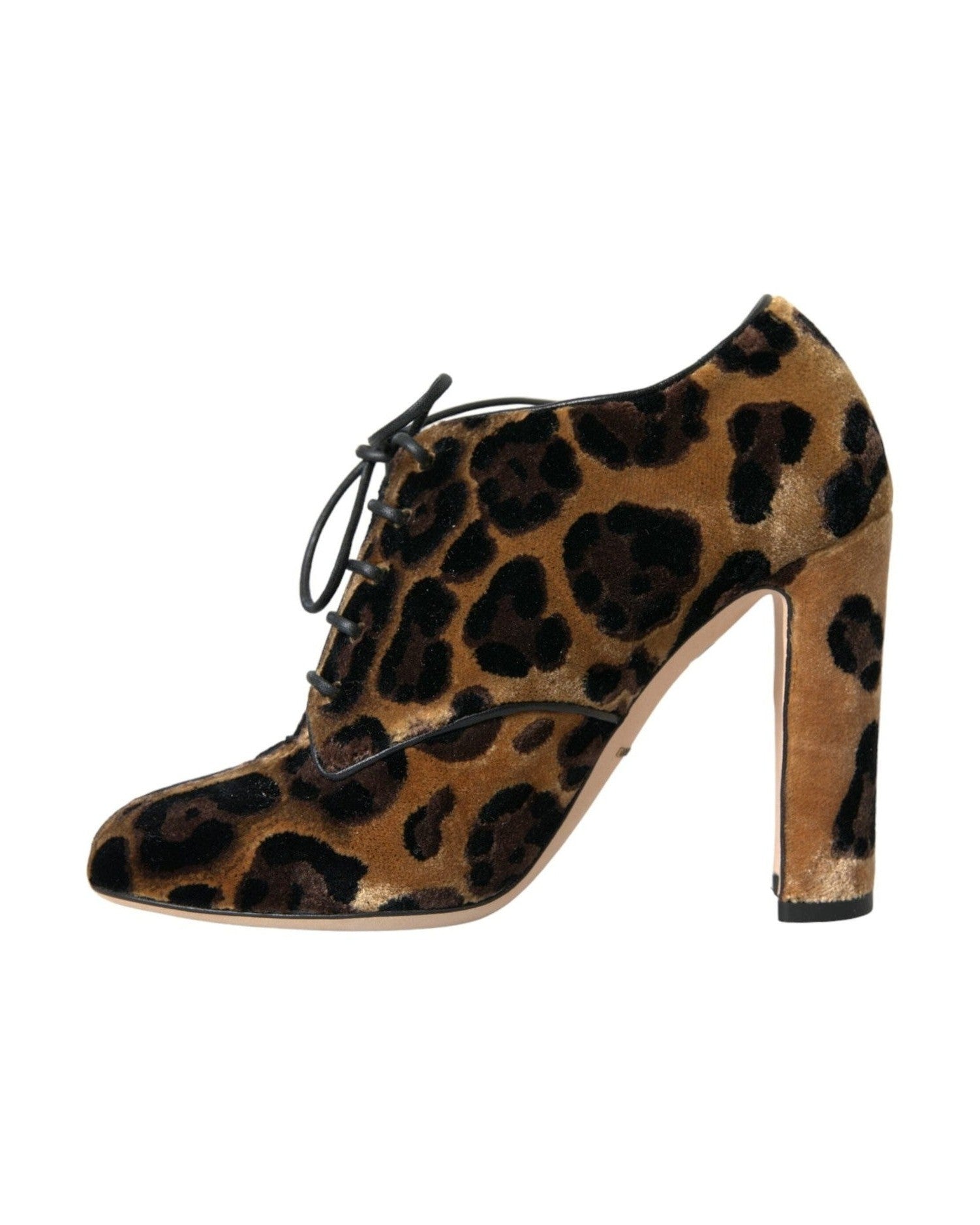 Dolce & Gabbana Brown Leopard Hair Lace Up Booties Shoes Boots