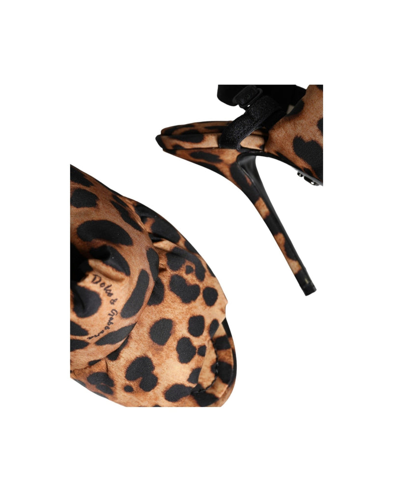 Dolce & Gabbana Brown Leopard Keira Slingback Sandals Shoes Heels