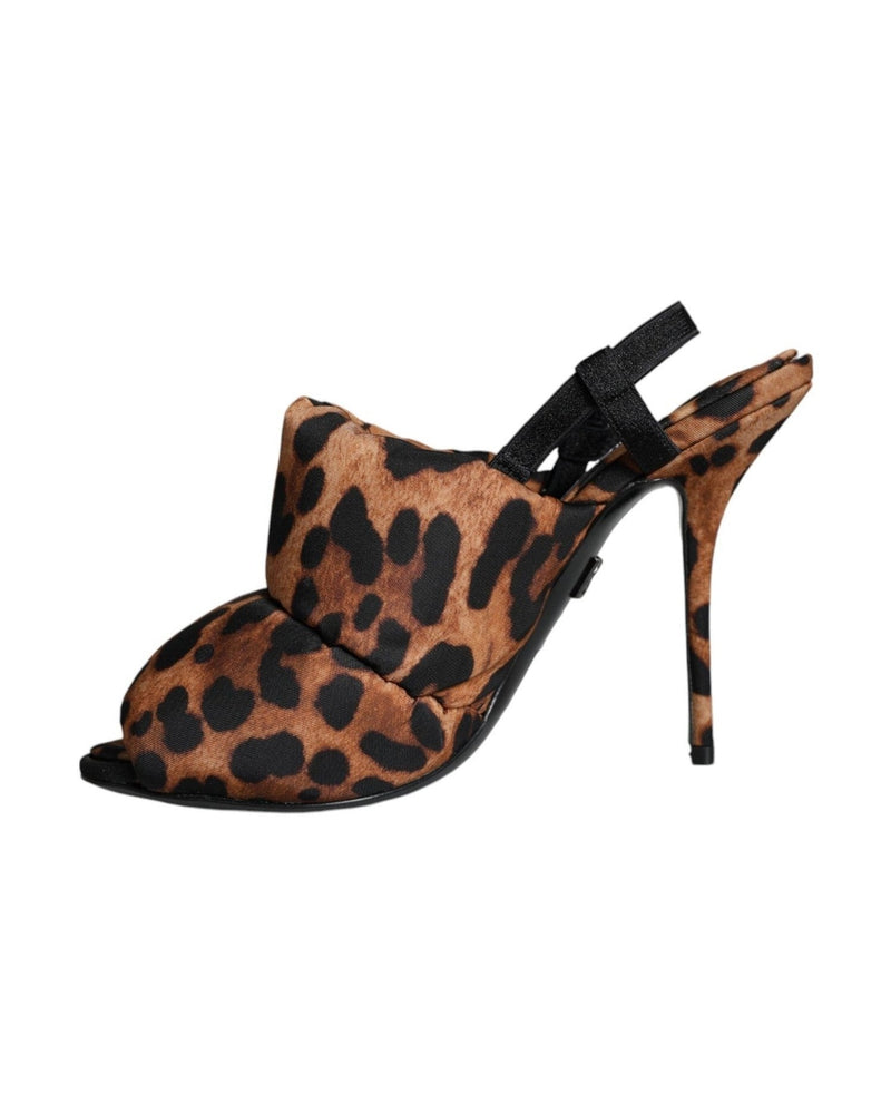 Dolce & Gabbana Brown Leopard Keira Slingback Sandals Shoes Heels