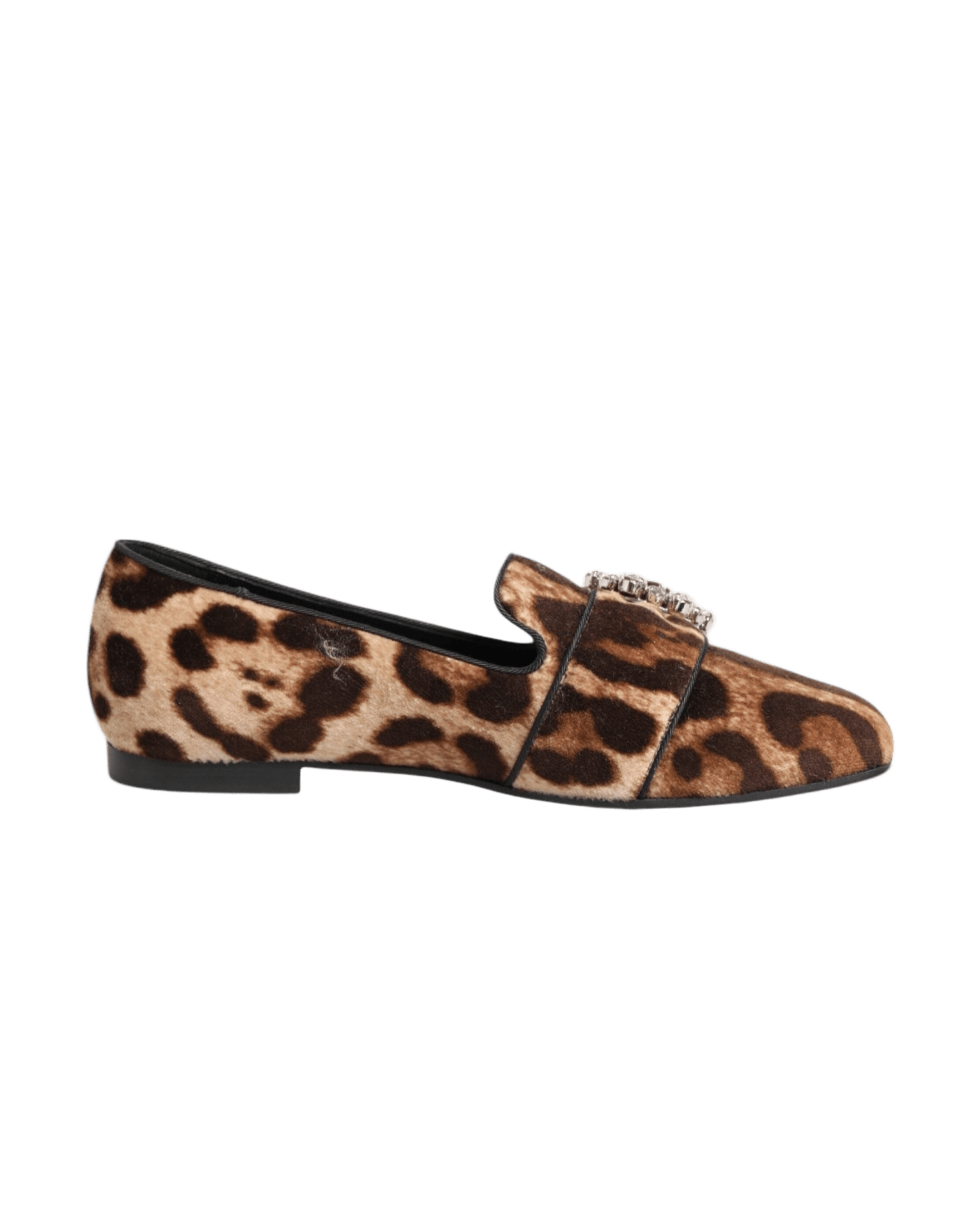 Dolce & Gabbana Brown Leopard Print Crystals Loafers Flats Shoes Glam Steals