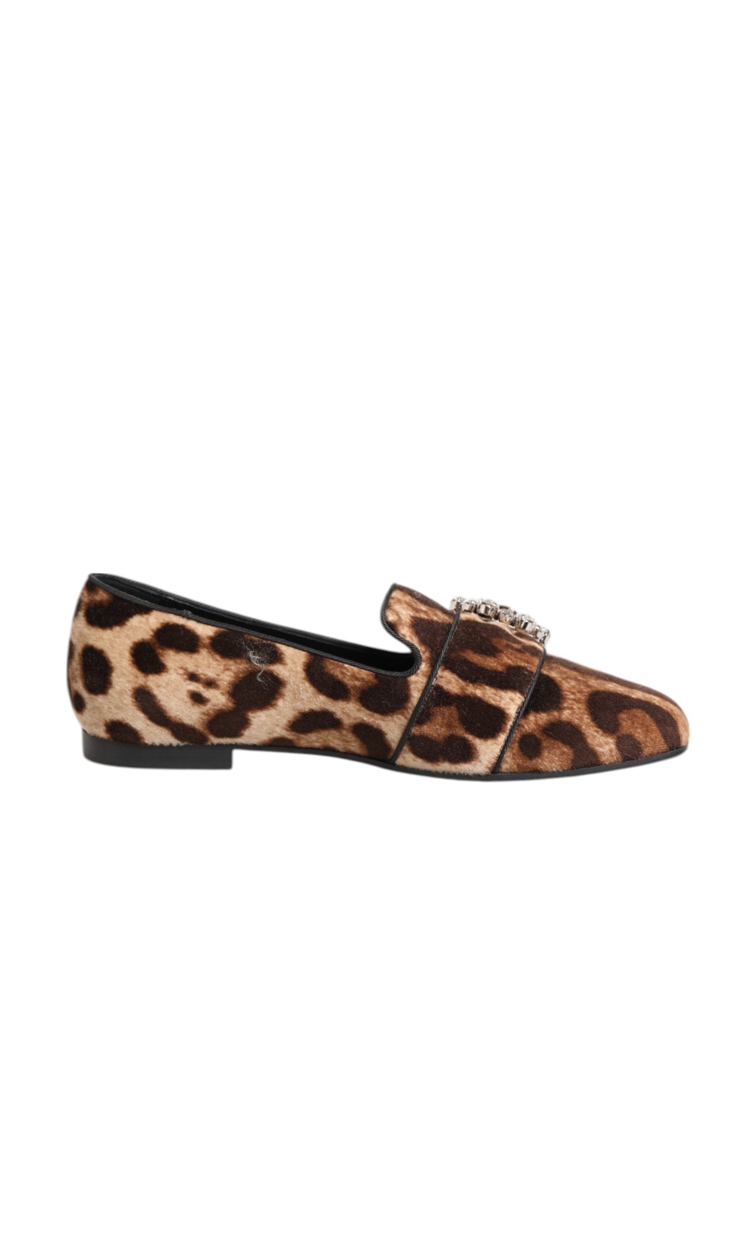 Dolce & Gabbana Brown Leopard Print Crystals Loafers Flats Shoes Glam Steals