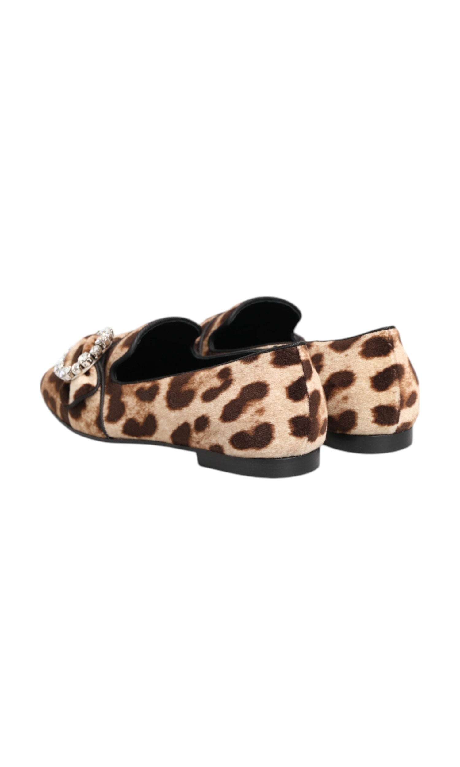 Dolce & Gabbana Brown Leopard Print Crystals Loafers Flats Shoes Glam Steals