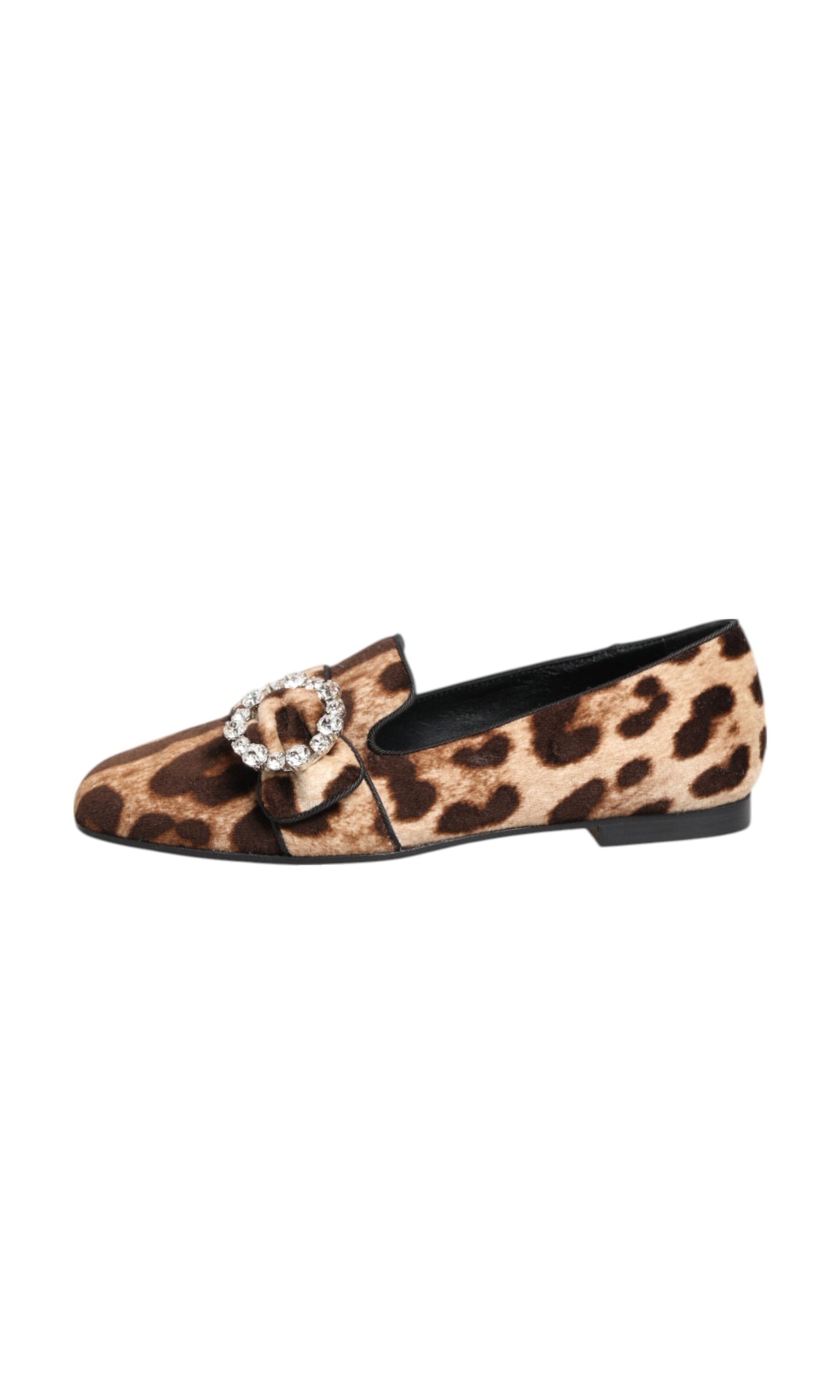 Dolce & Gabbana Brown Leopard Print Crystals Loafers Flats Shoes Glam Steals