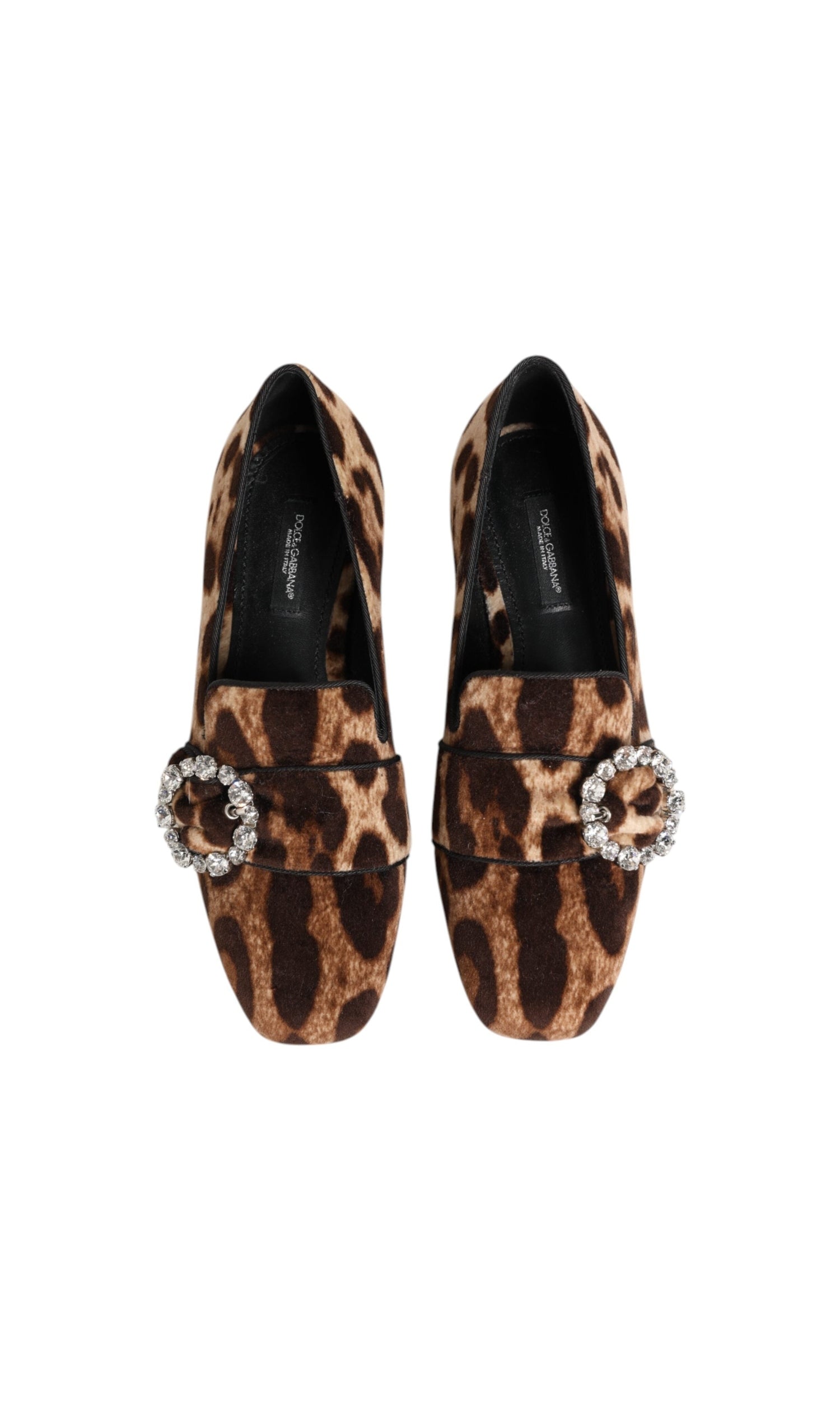 Dolce & Gabbana Brown Leopard Print Crystals Loafers Flats Shoes Glam Steals
