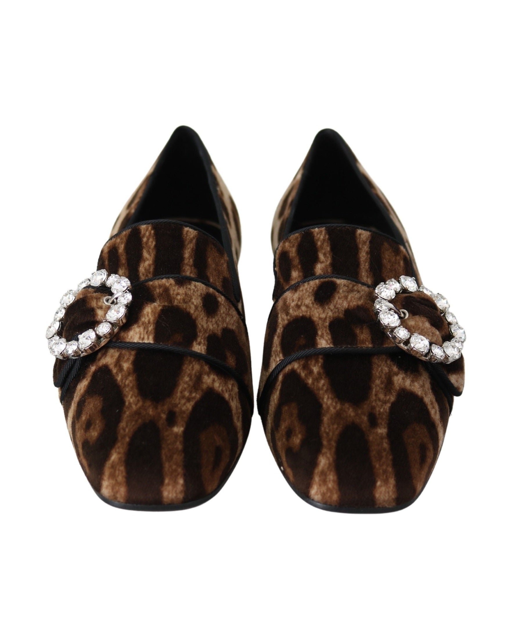 Dolce & Gabbana Brown Leopard Print Crystals Loafers Flats Shoes Glam Steals