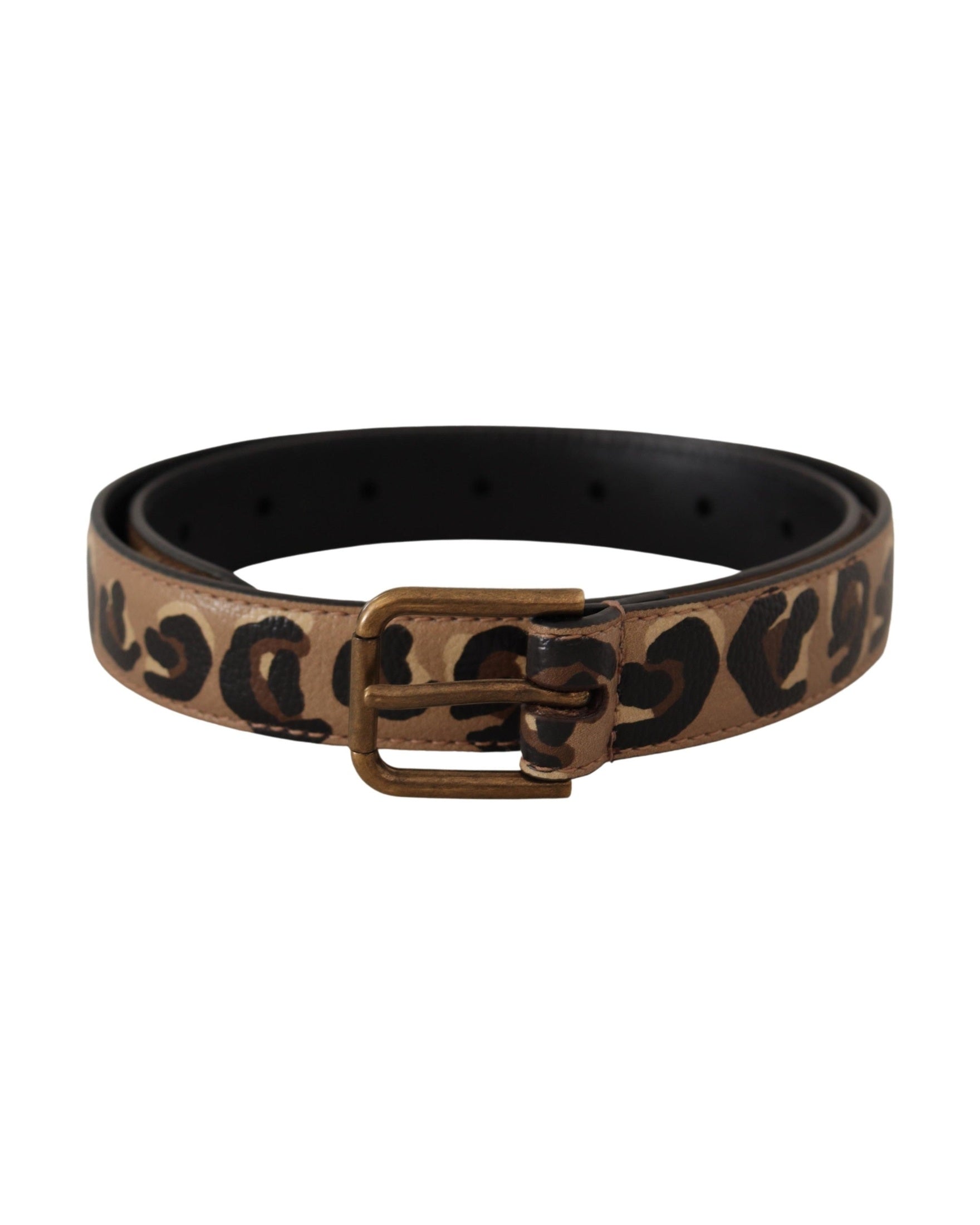Dolce & Gabbana Brown Leopard Print Vintage Metal Waist Buckle Belt Glam Steals