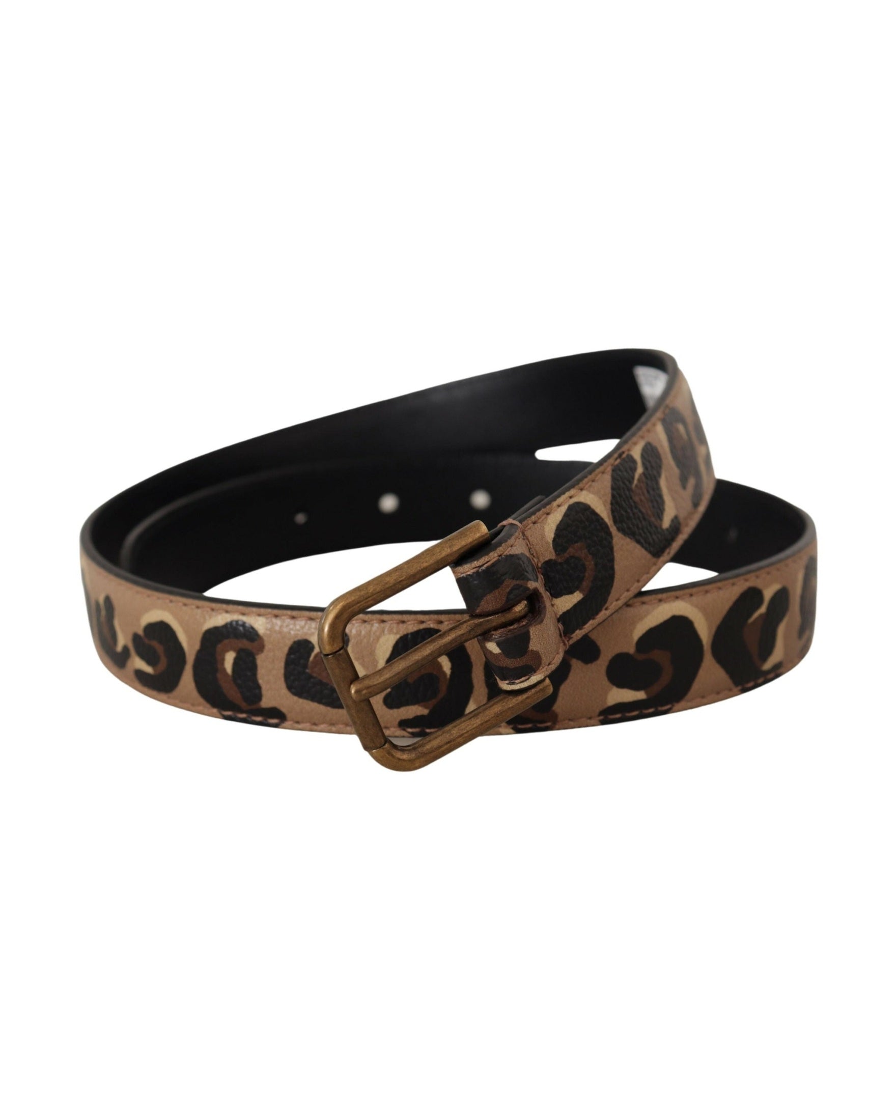 Dolce & Gabbana Brown Leopard Print Vintage Metal Waist Buckle Belt Glam Steals