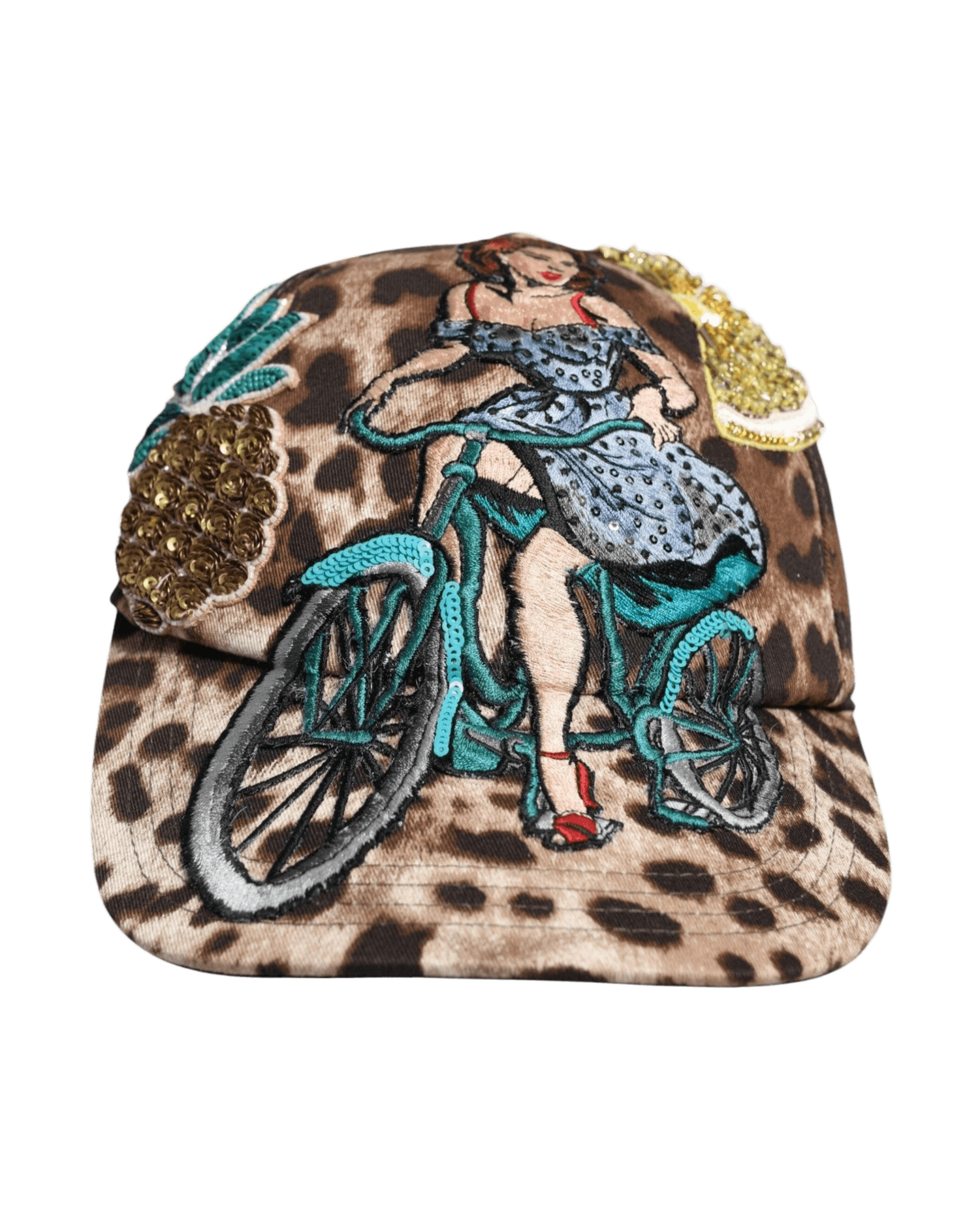 Dolce & Gabbana Brown Leopard Sequin Sicily Baseball Cap Glam Steals