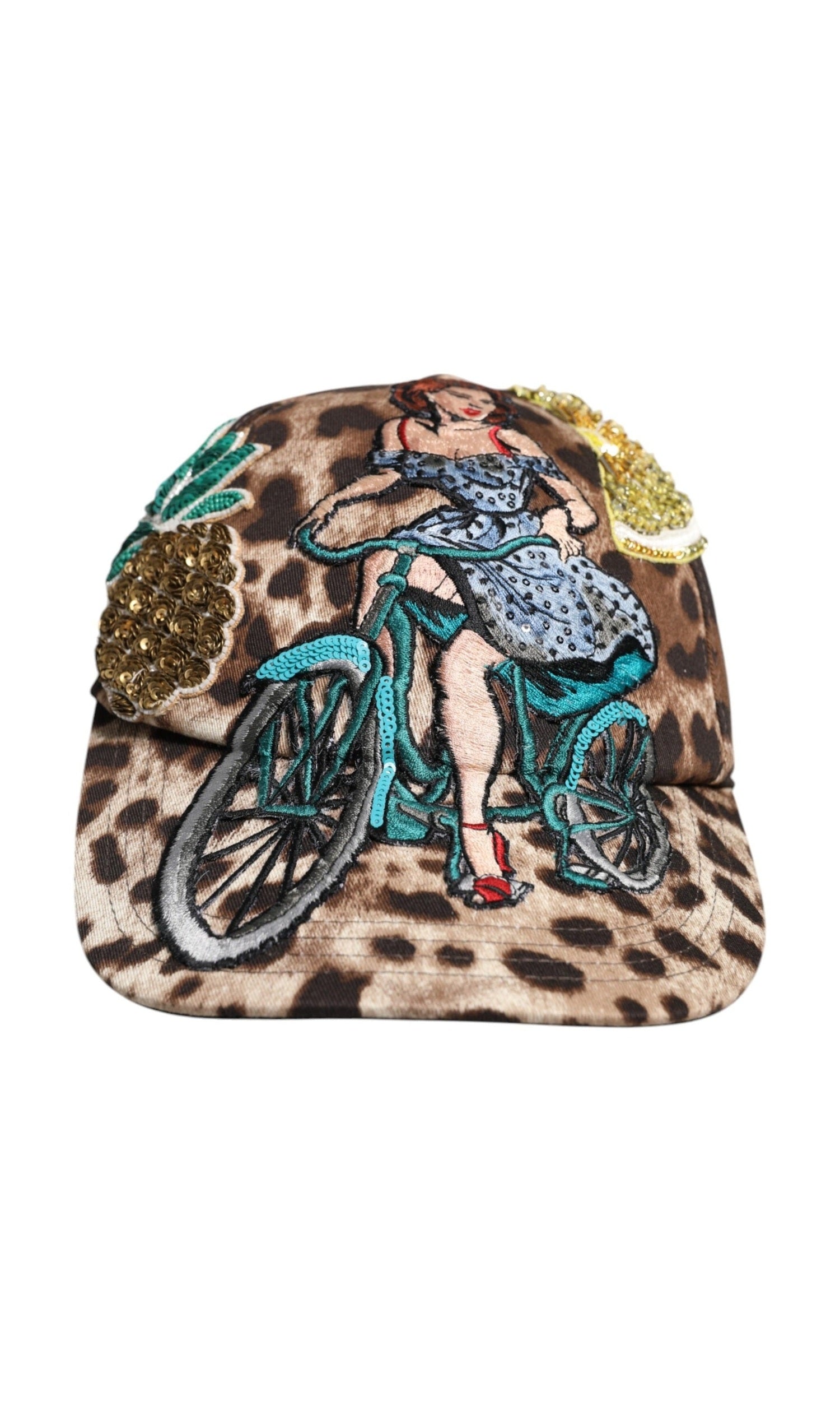 Dolce & Gabbana Brown Leopard Sequin Sicily Baseball Cap Glam Steals