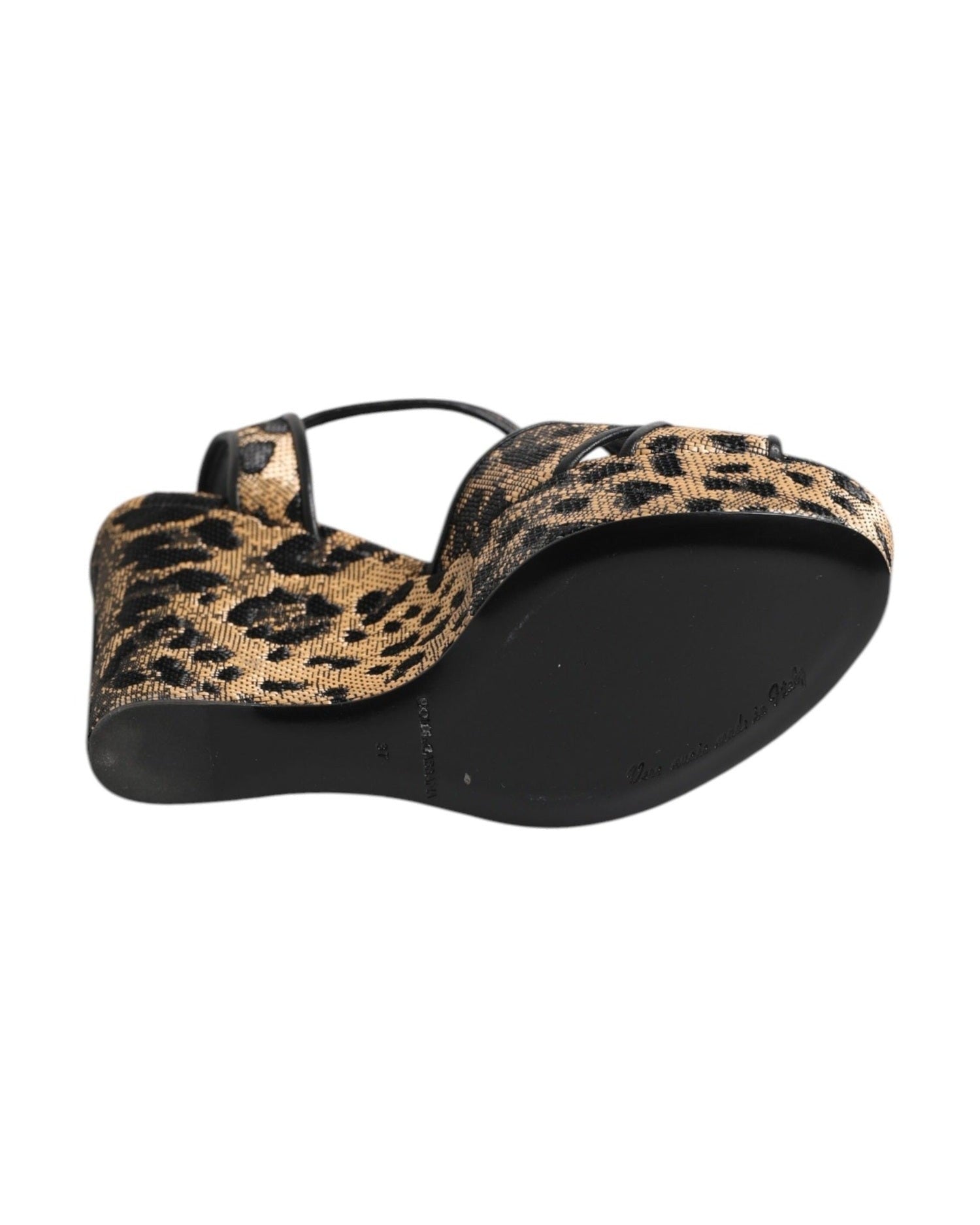 Dolce & Gabbana Brown Leopard Wedges Ankle Strap Sandals Shoes Glam Steals