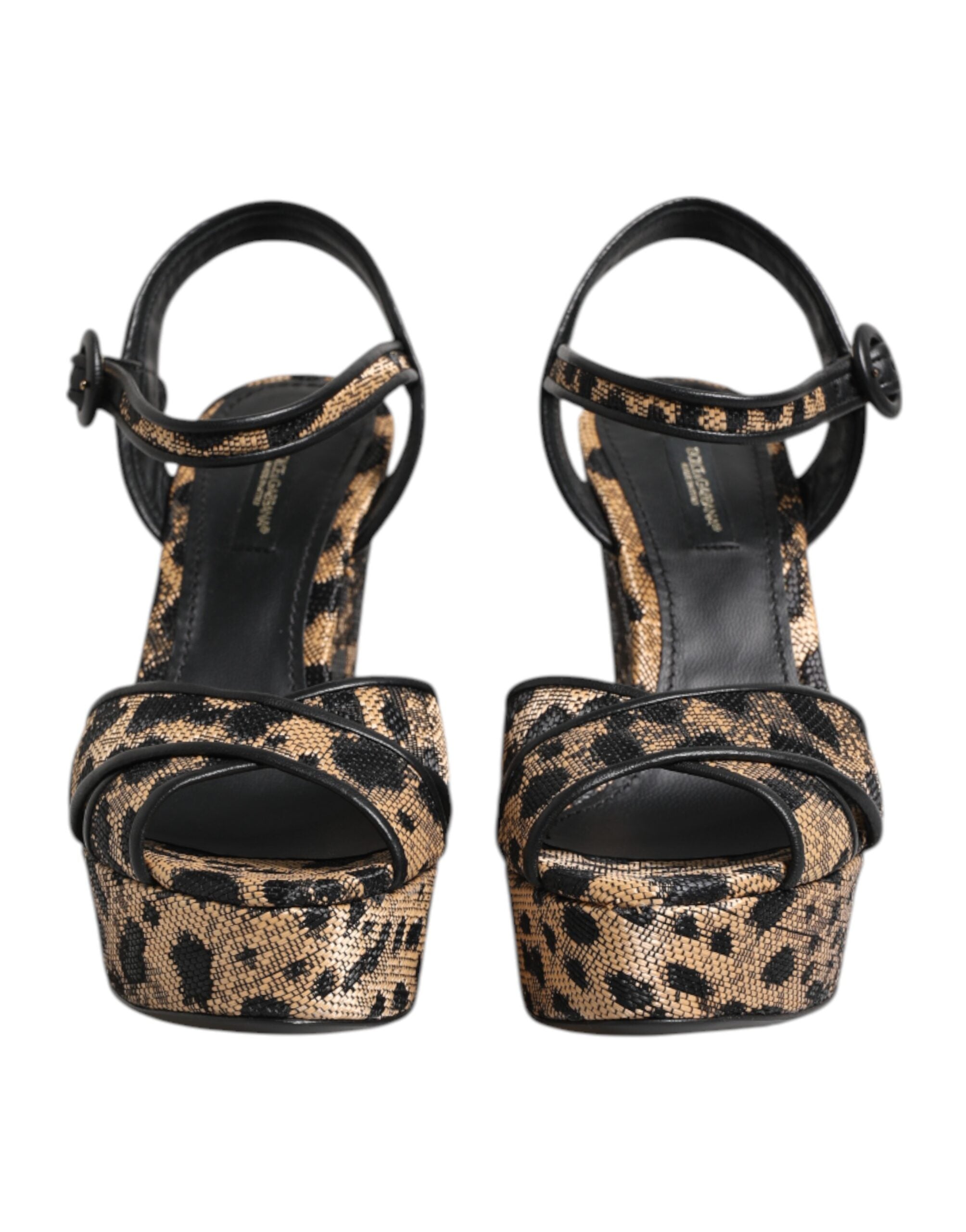 Dolce & Gabbana Brown Leopard Wedges Ankle Strap Sandals Shoes Glam Steals