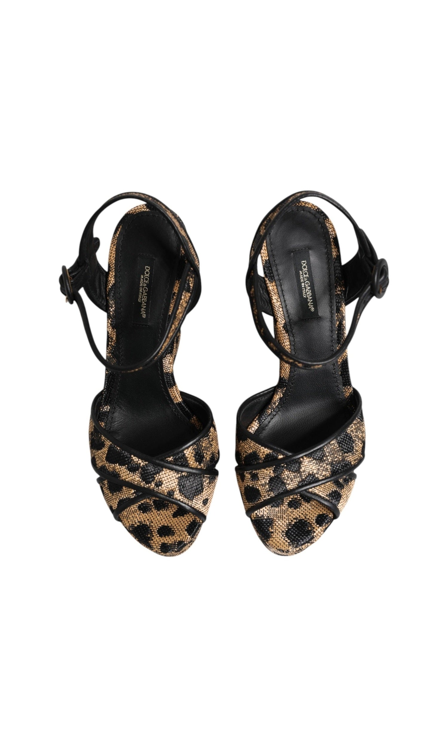 Dolce & Gabbana Brown Leopard Wedges Ankle Strap Sandals Shoes Glam Steals