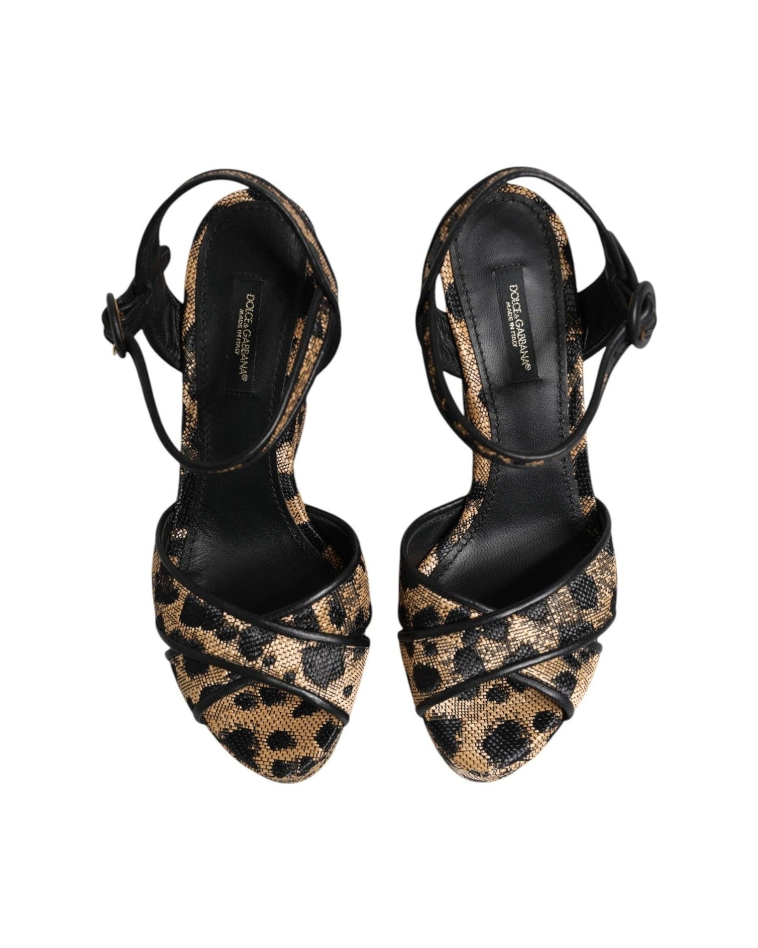 Dolce & Gabbana Brown Leopard Wedges Ankle Strap Sandals Shoes Glam Steals