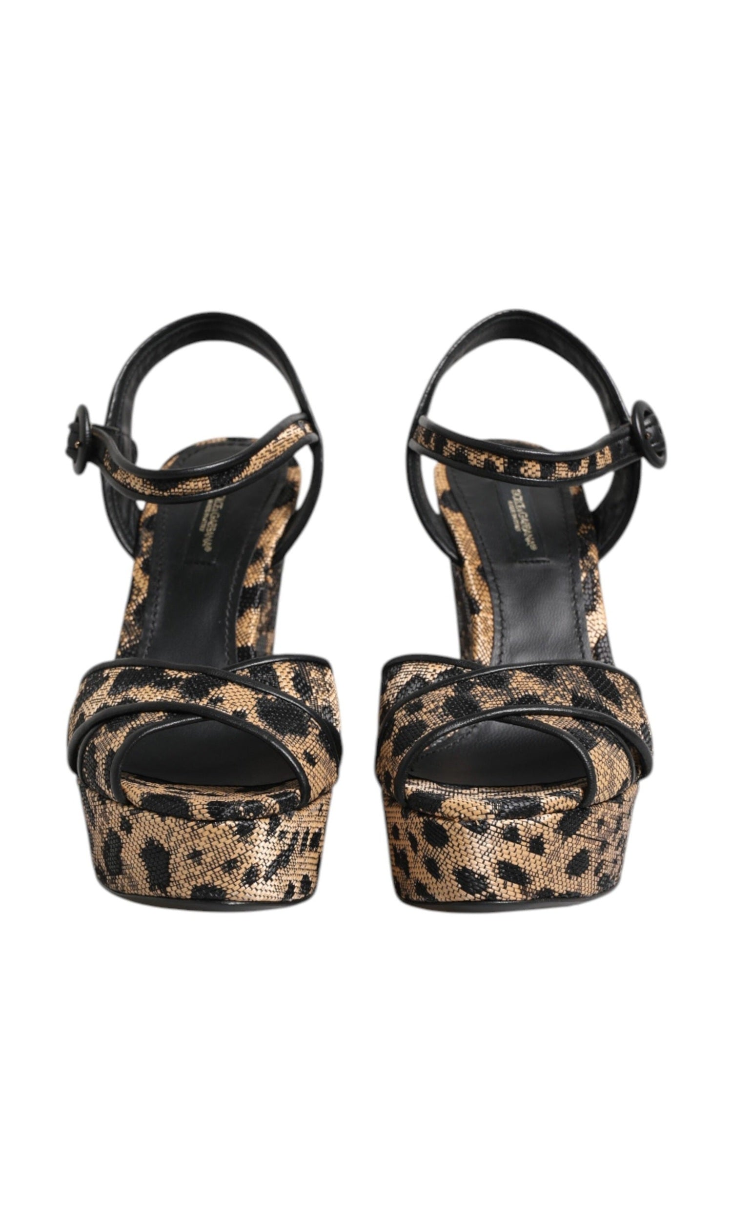 Dolce & Gabbana Brown Leopard Wedges Ankle Strap Sandals Shoes Glam Steals