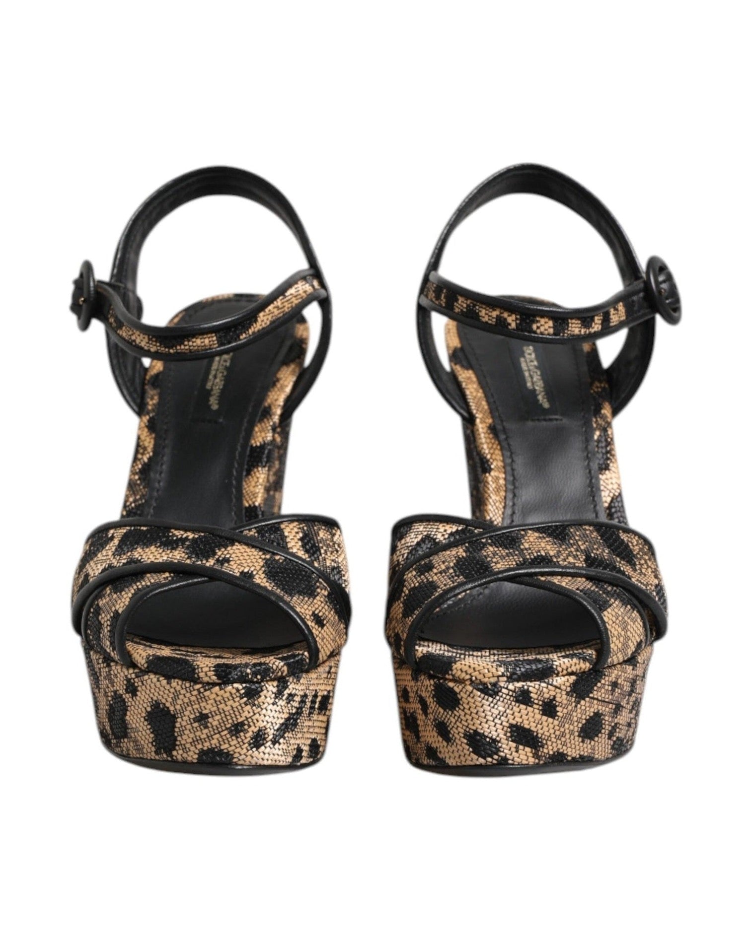 Dolce & Gabbana Brown Leopard Wedges Ankle Strap Sandals Shoes Glam Steals