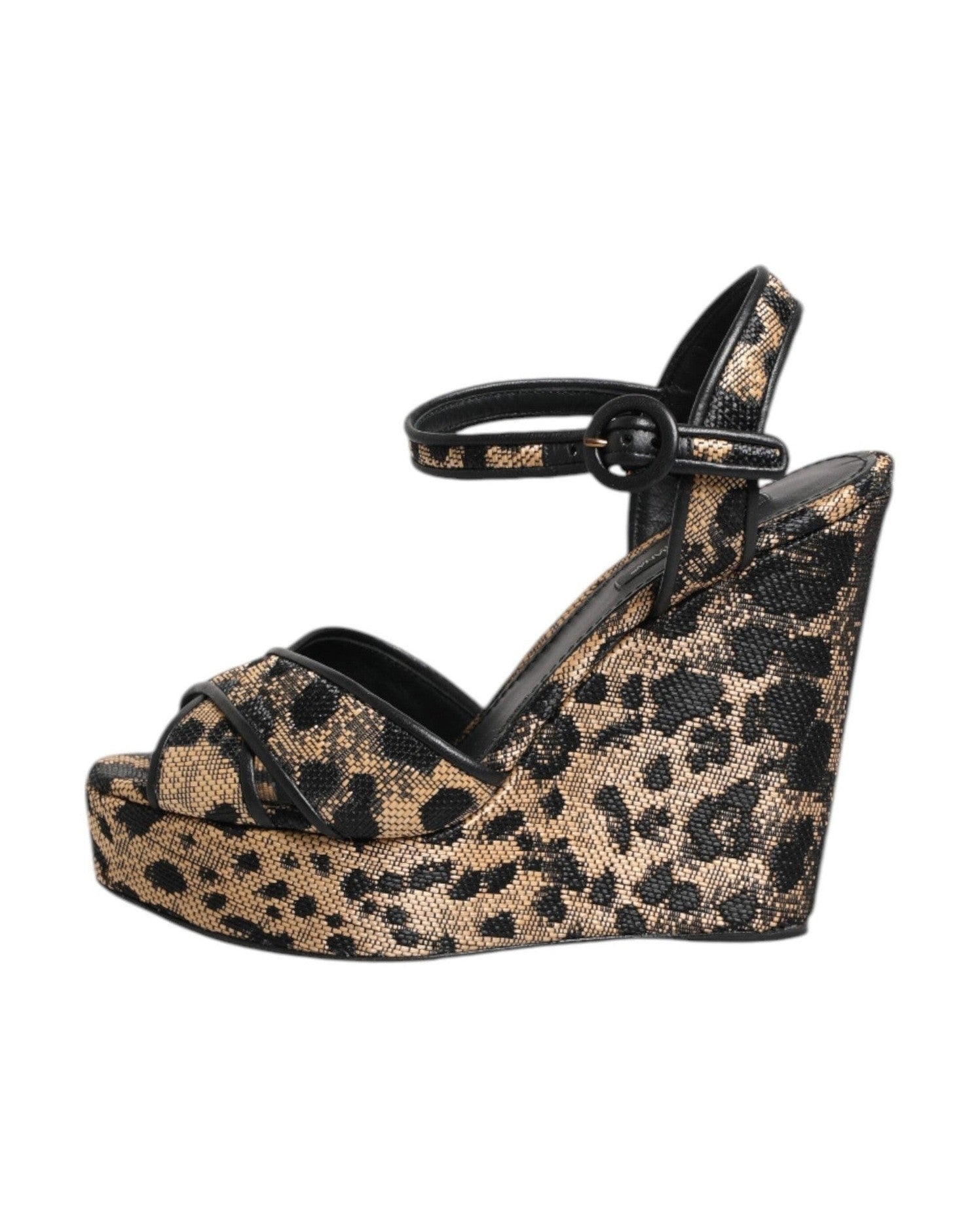 Dolce & Gabbana Brown Leopard Wedges Ankle Strap Sandals Shoes Glam Steals