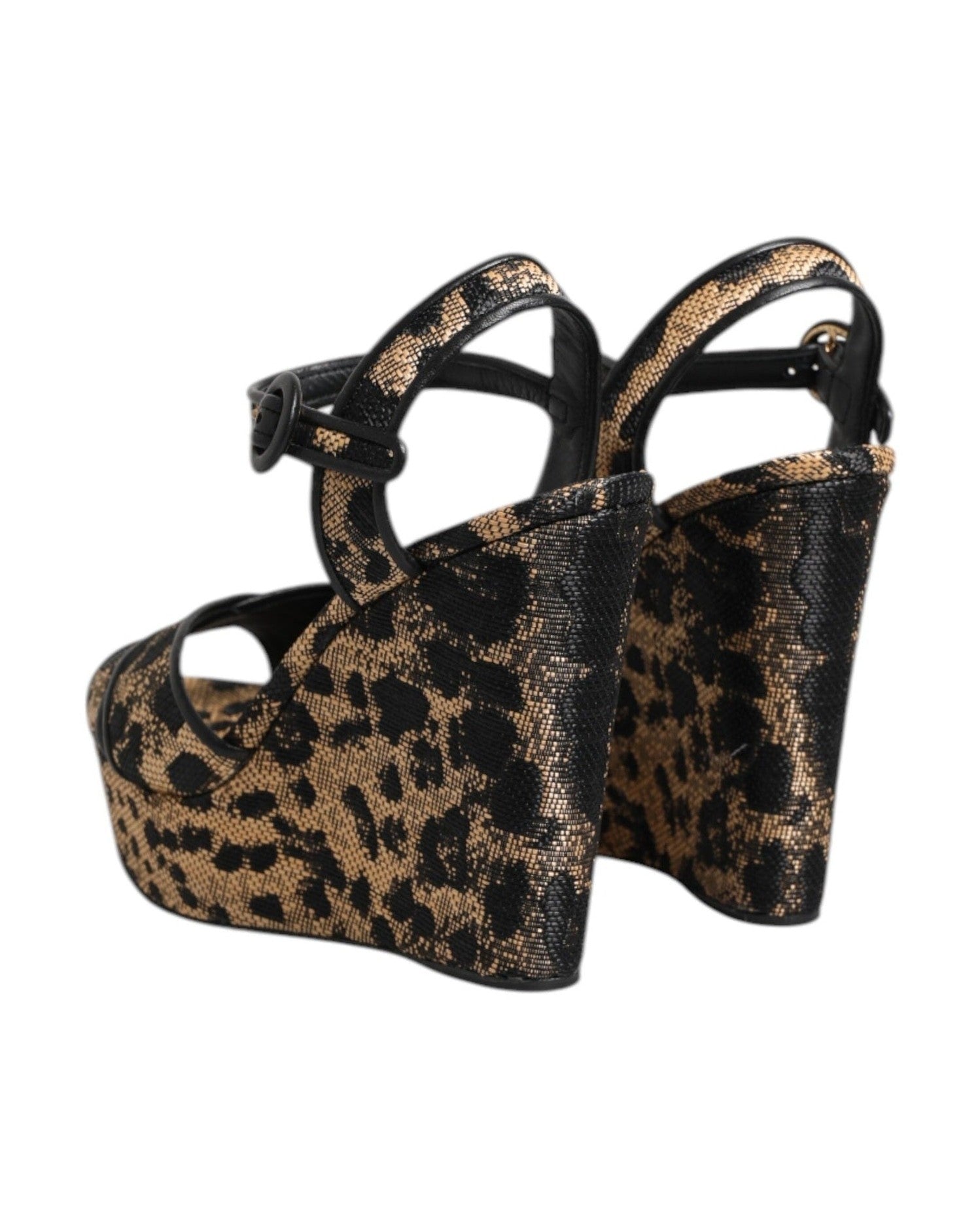 Dolce & Gabbana Brown Leopard Wedges Ankle Strap Sandals Shoes Glam Steals