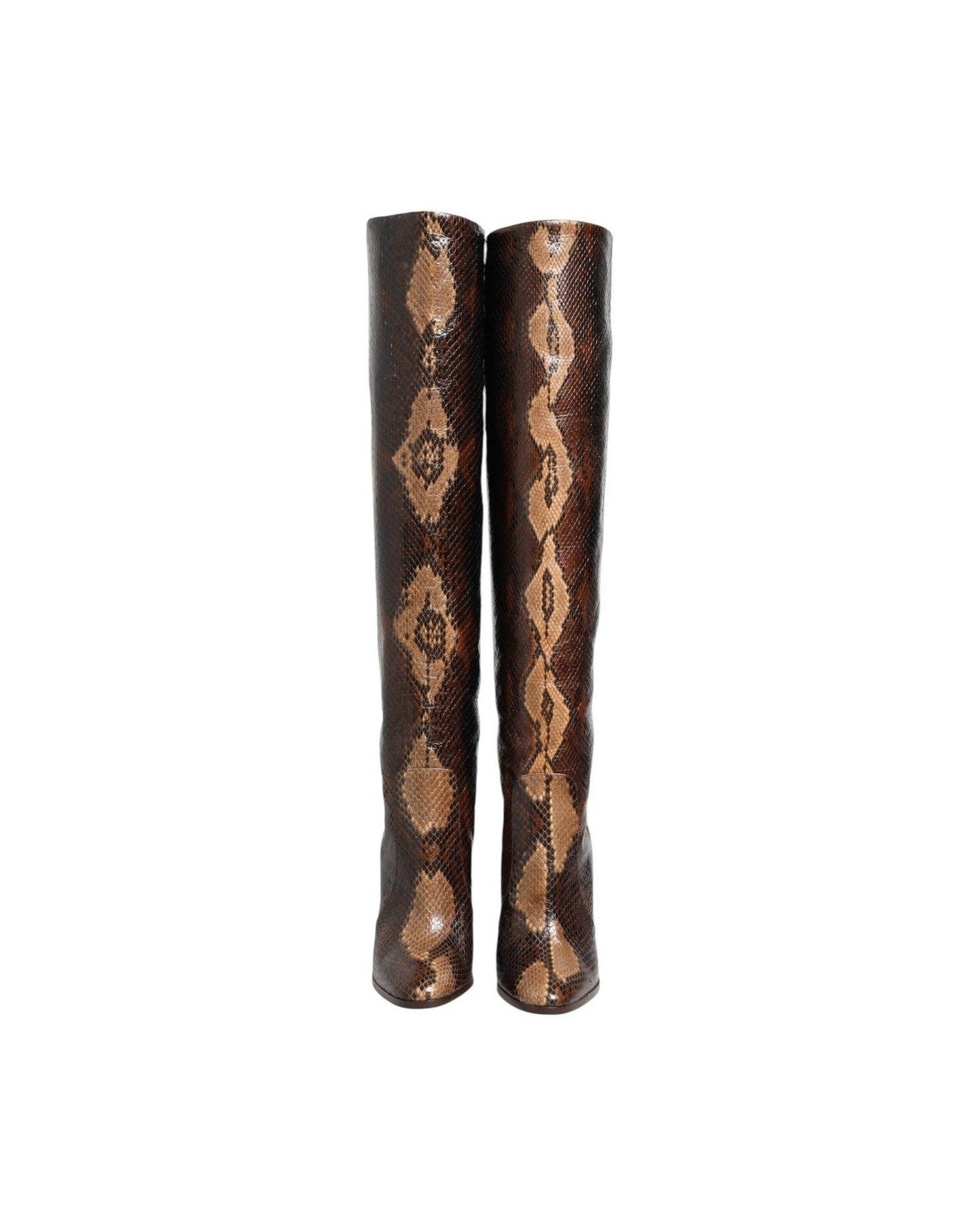 Dolce & Gabbana Brown Python Snakeskin Print Riding Boots Shoes Glam Steals