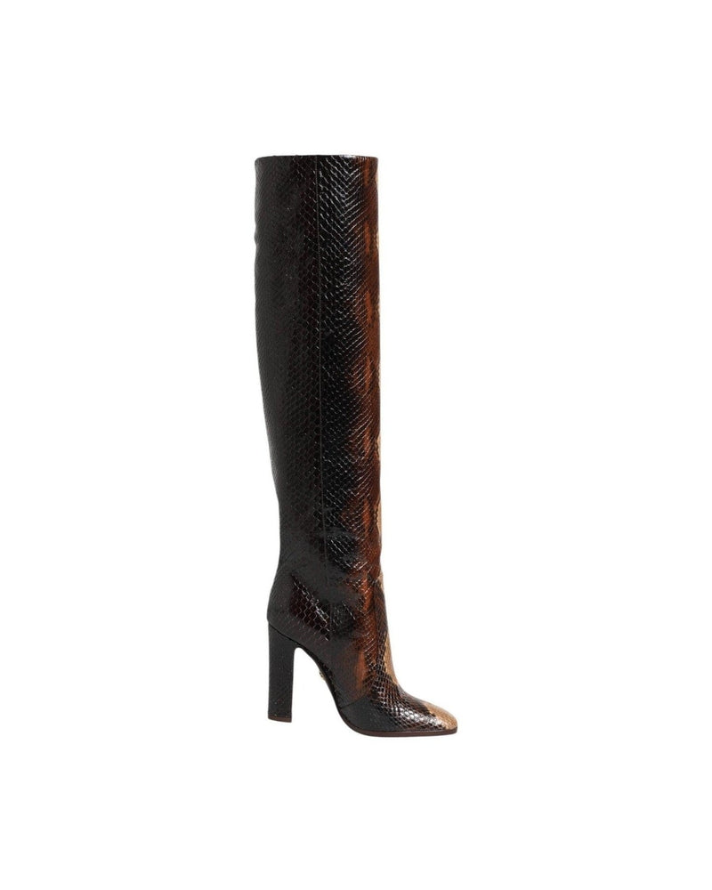 Dolce & Gabbana Brown Python Snakeskin Print Riding Boots Shoes Glam Steals