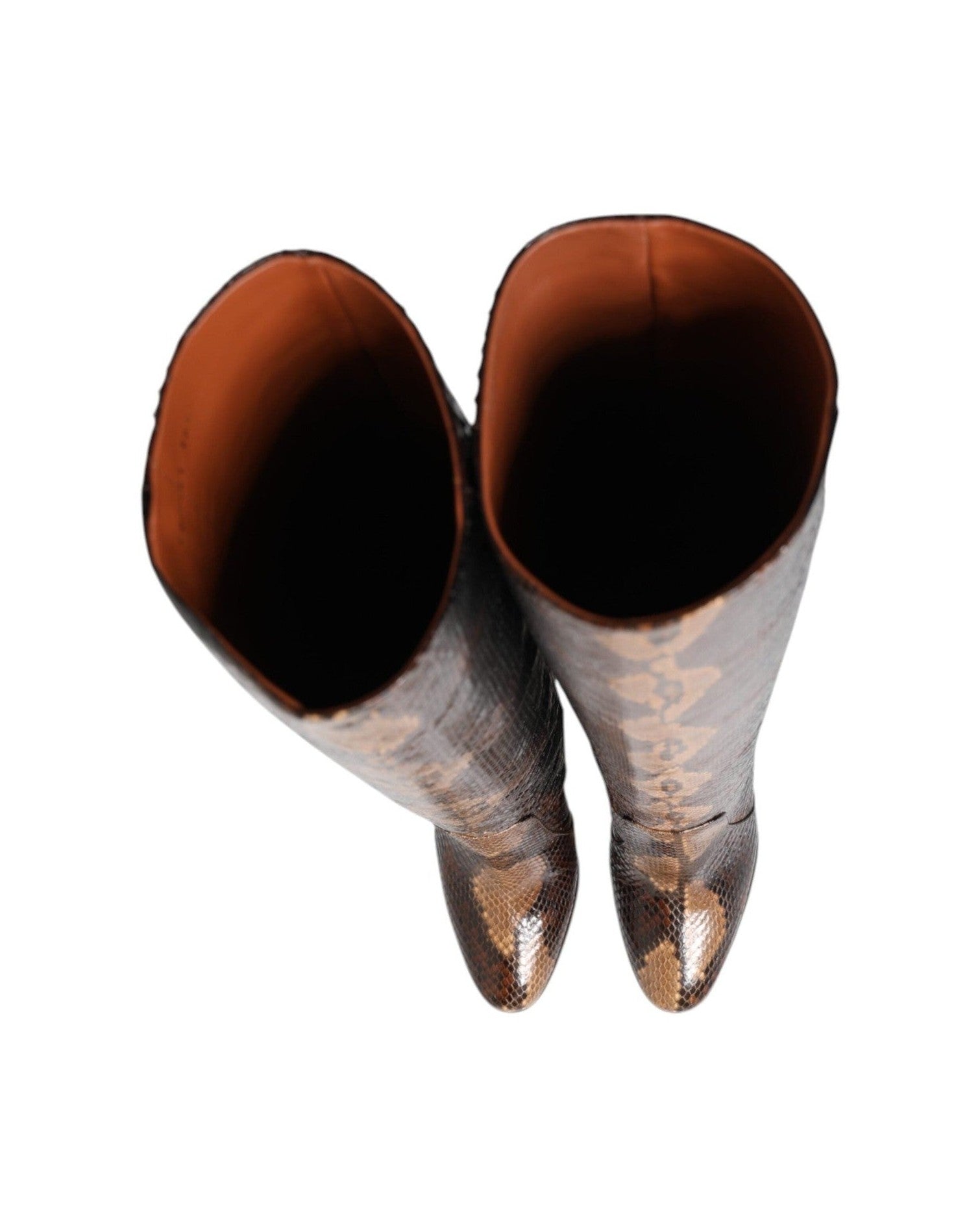 Dolce & Gabbana Brown Python Snakeskin Print Riding Boots Shoes Glam Steals