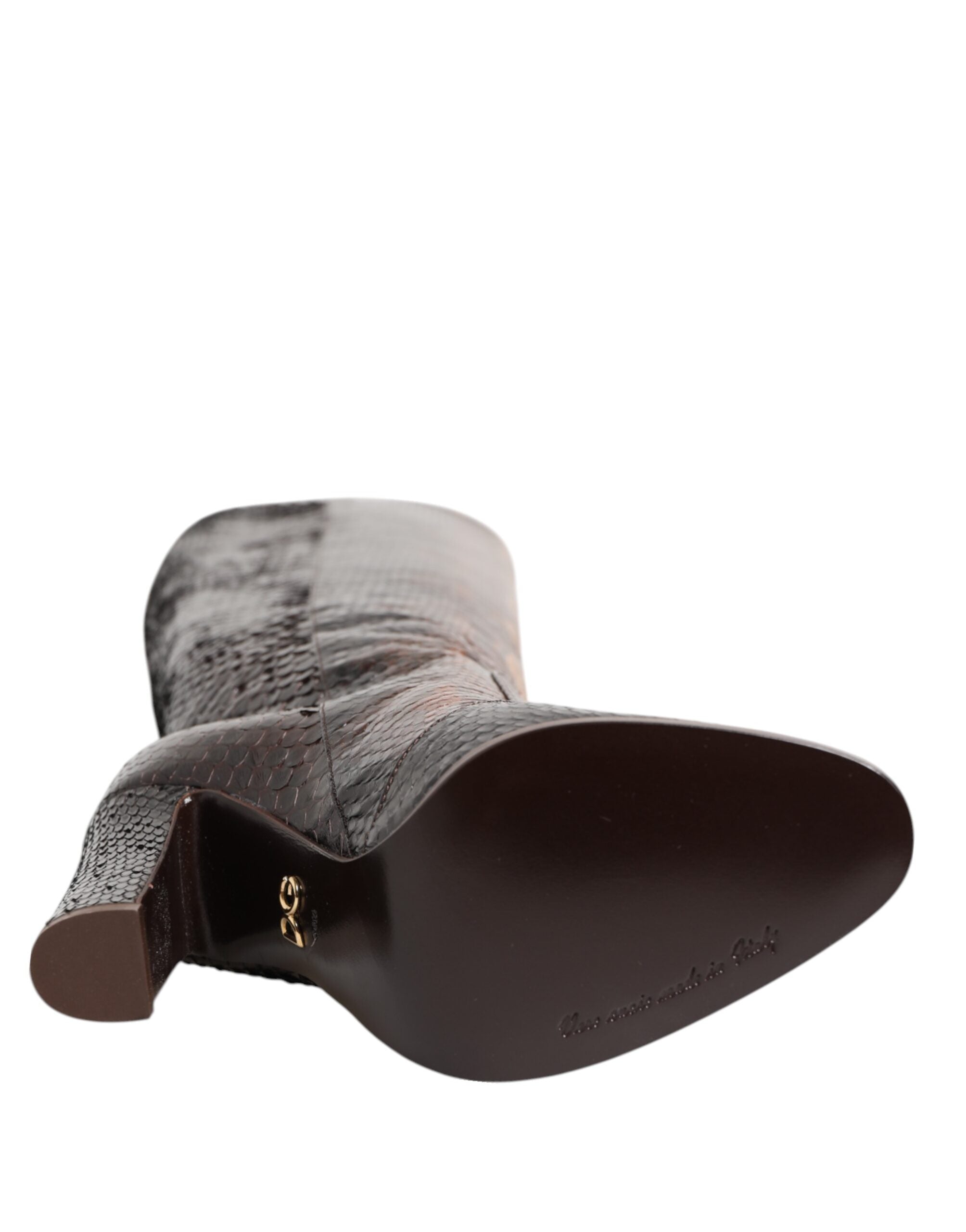 Dolce & Gabbana Brown Python Snakeskin Print Riding Boots Shoes Glam Steals