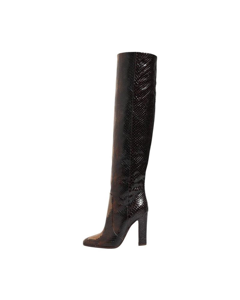 Dolce & Gabbana Brown Python Snakeskin Print Riding Boots Shoes Glam Steals