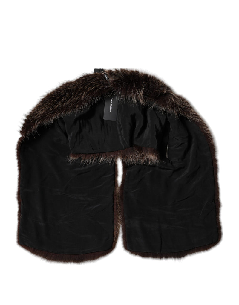Dolce & Gabbana Brown Raccoon Fur Neck Warmer Winter Scarf Glam Steals