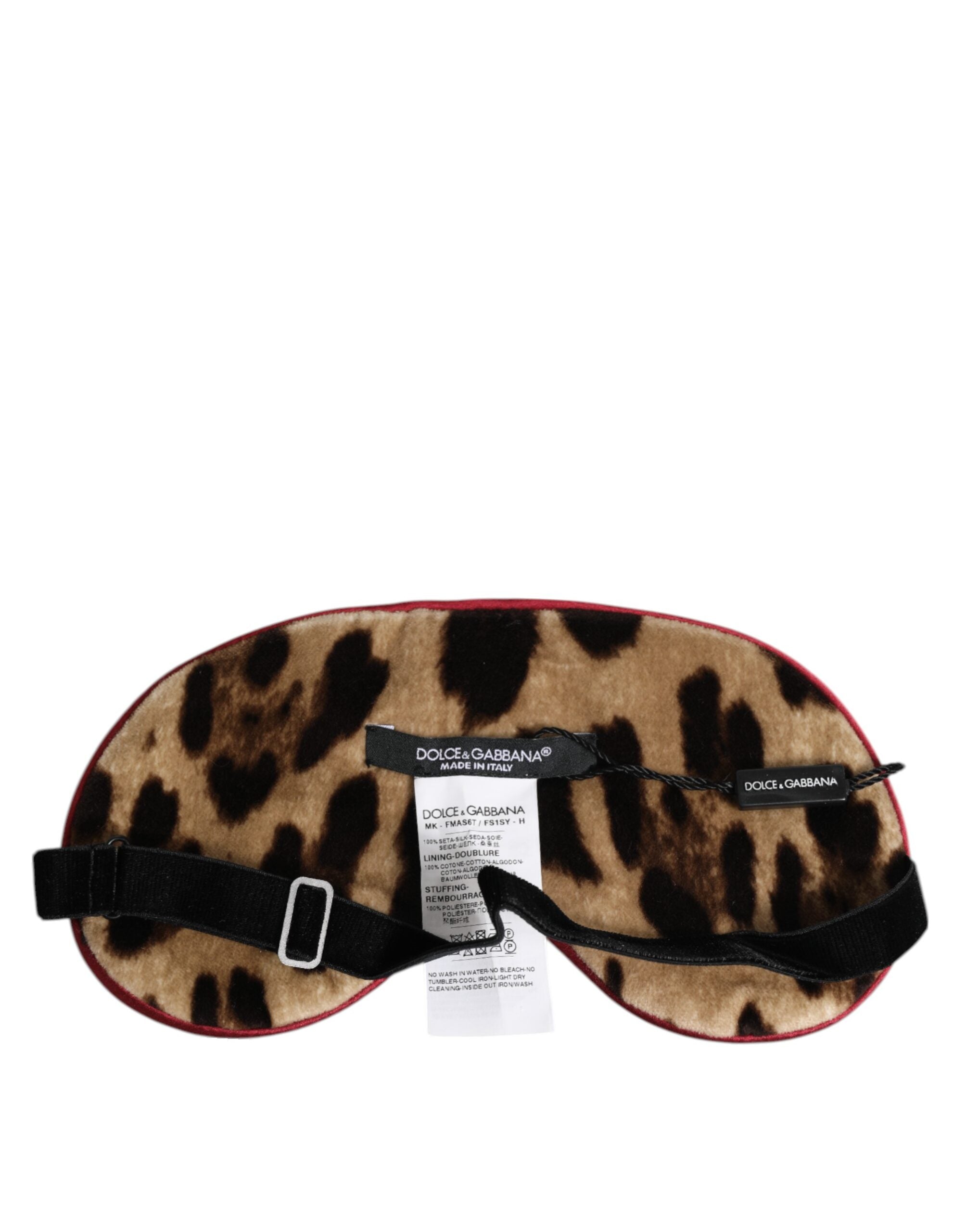 Dolce & Gabbana Brown Silk Leopard Print Women Accessory Sleep Eye Mask Glam Steals