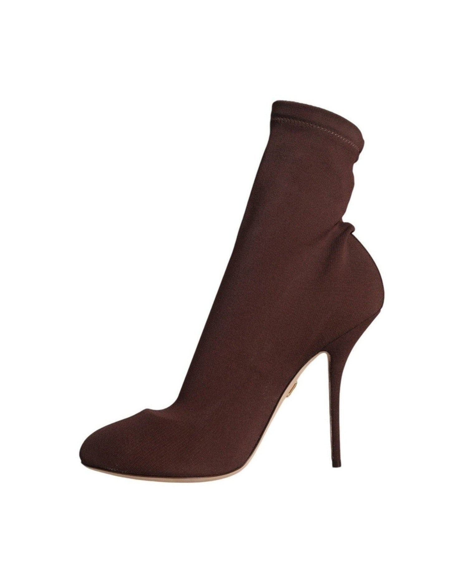 Dolce & Gabbana Brown Stiletto Heels Socks Ankle Boots Shoes Glam Steals