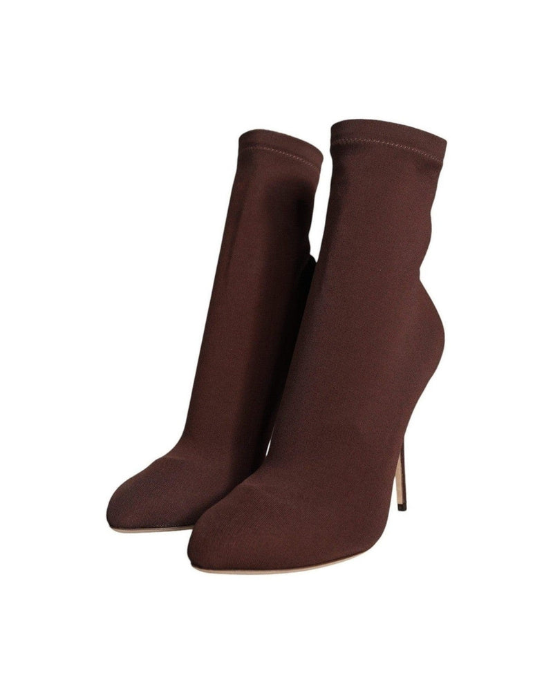 Dolce & Gabbana Brown Stiletto Heels Socks Ankle Boots Shoes Glam Steals