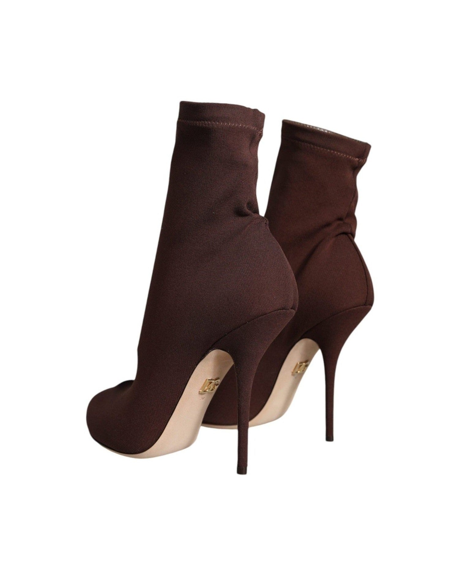 Dolce & Gabbana Brown Stiletto Heels Socks Ankle Boots Shoes Glam Steals