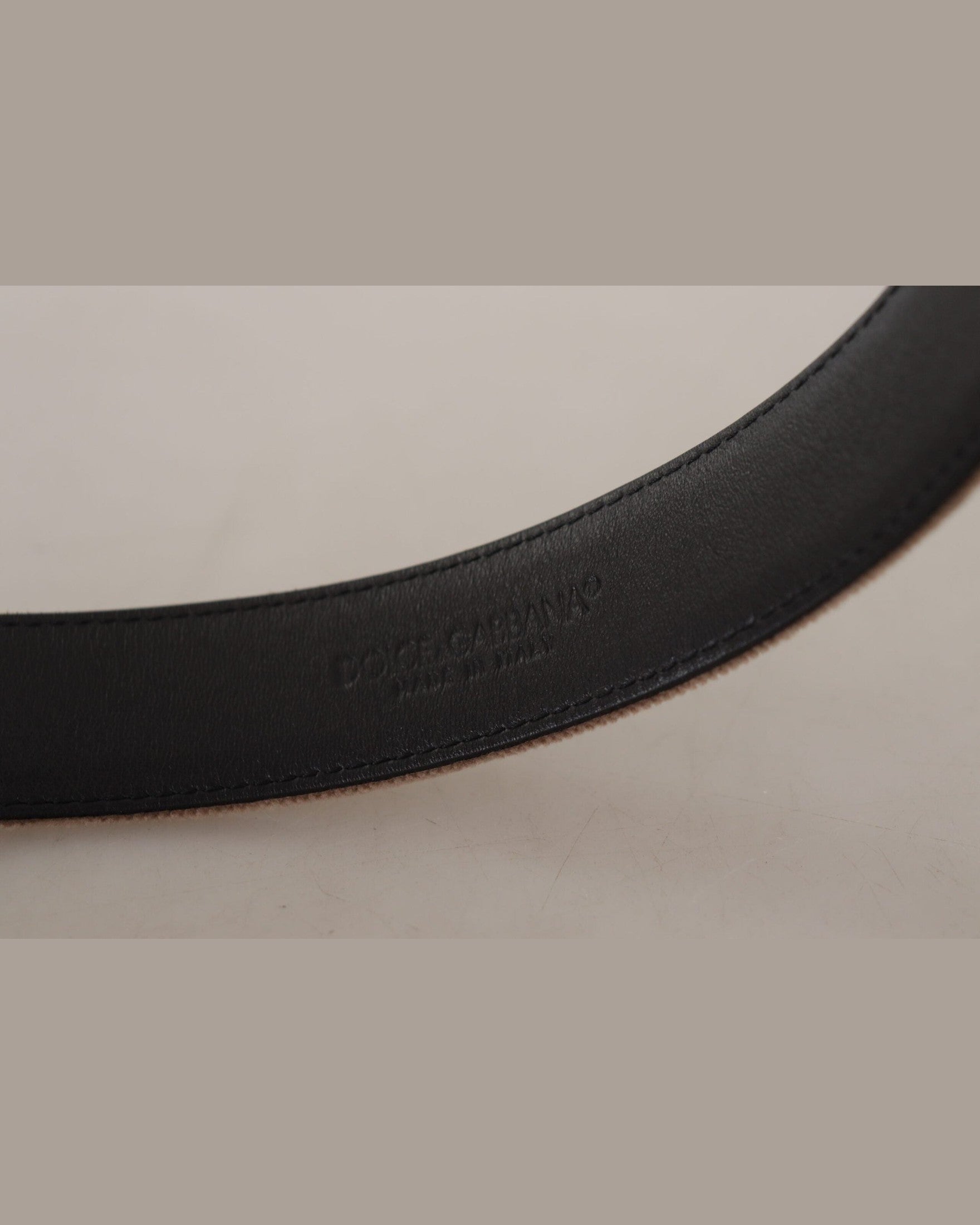 Dolce & Gabbana Brown Velvet Light Gold Tone Logo Metal Buckle Belt Belts
