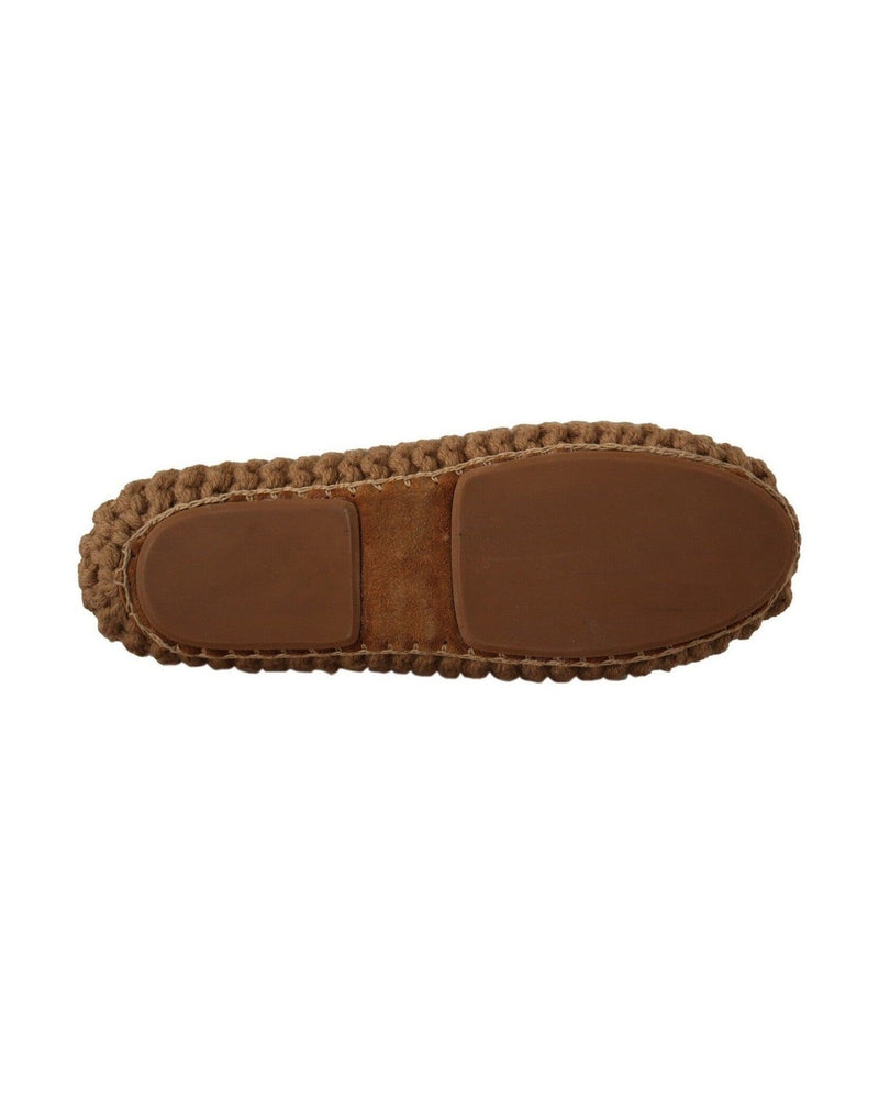 Dolce & Gabbana Brown Wool Elegant Knit Ballerina Flats Flats