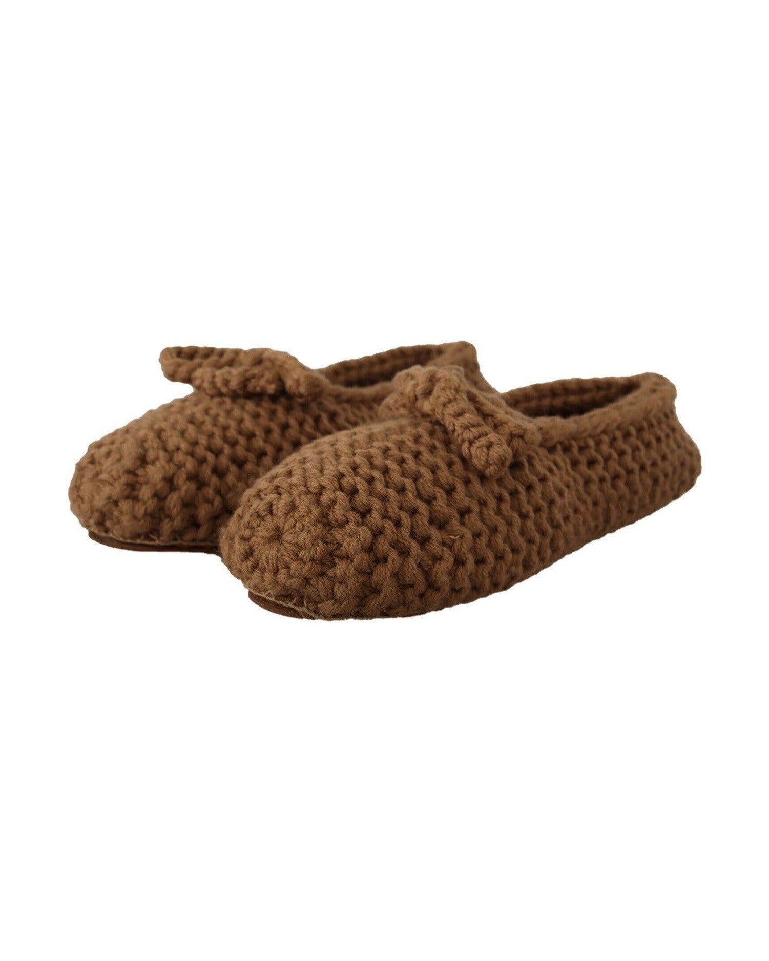 Dolce & Gabbana Brown Wool Elegant Knit Ballerina Flats Flats