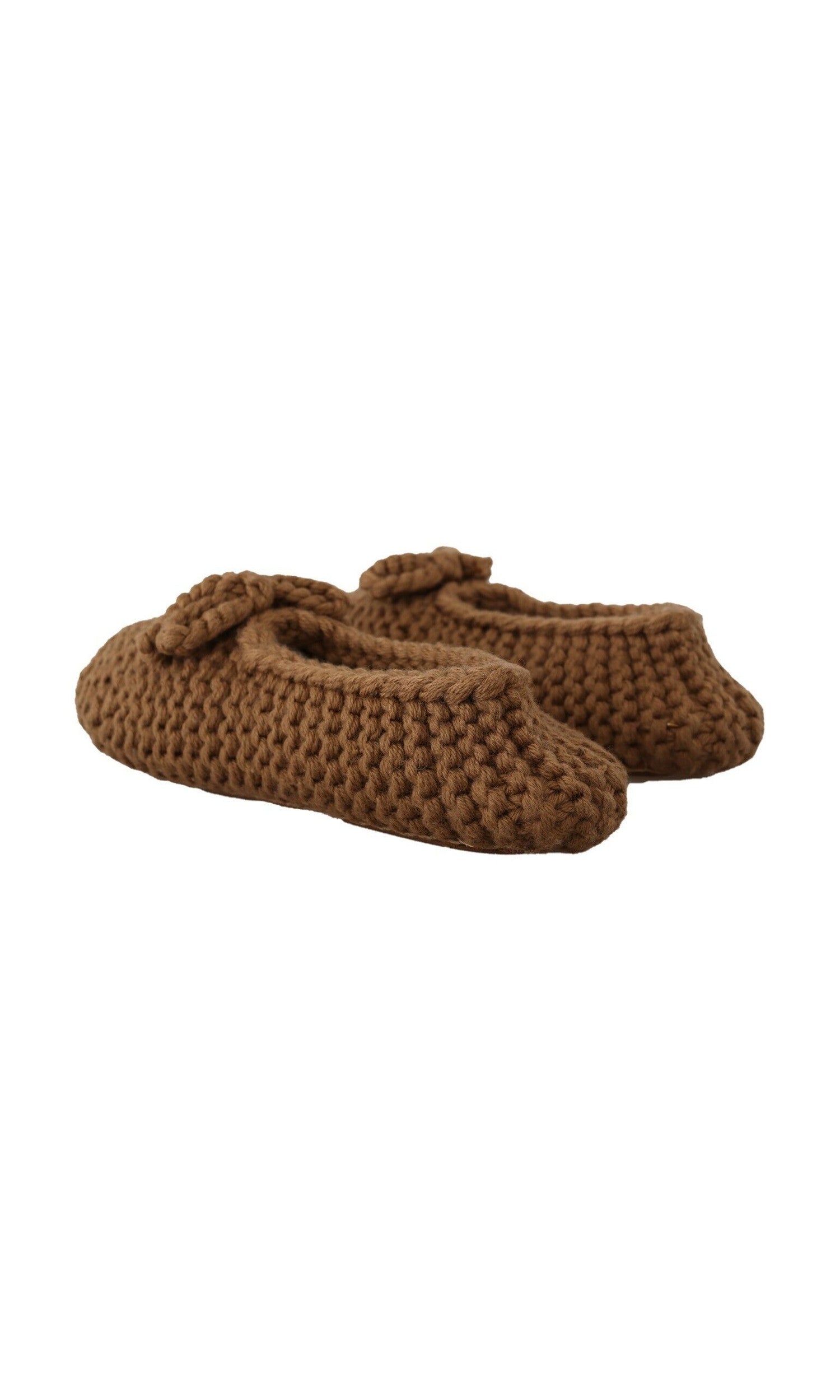Dolce & Gabbana Brown Wool Elegant Knit Ballerina Flats Glam Steals
