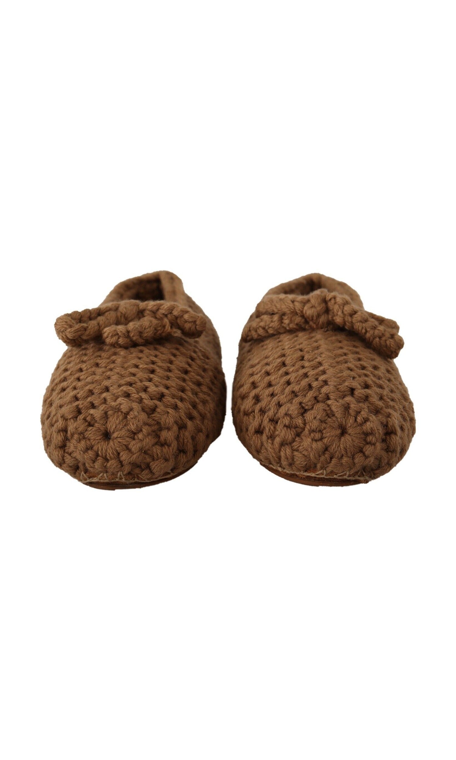 Dolce & Gabbana Brown Wool Elegant Knit Ballerina Flats Glam Steals