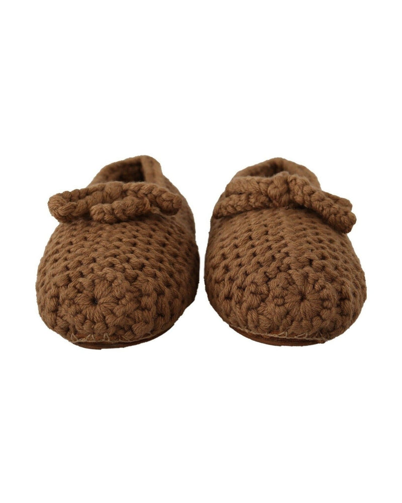 Dolce & Gabbana Brown Wool Elegant Knit Ballerina Flats Glam Steals