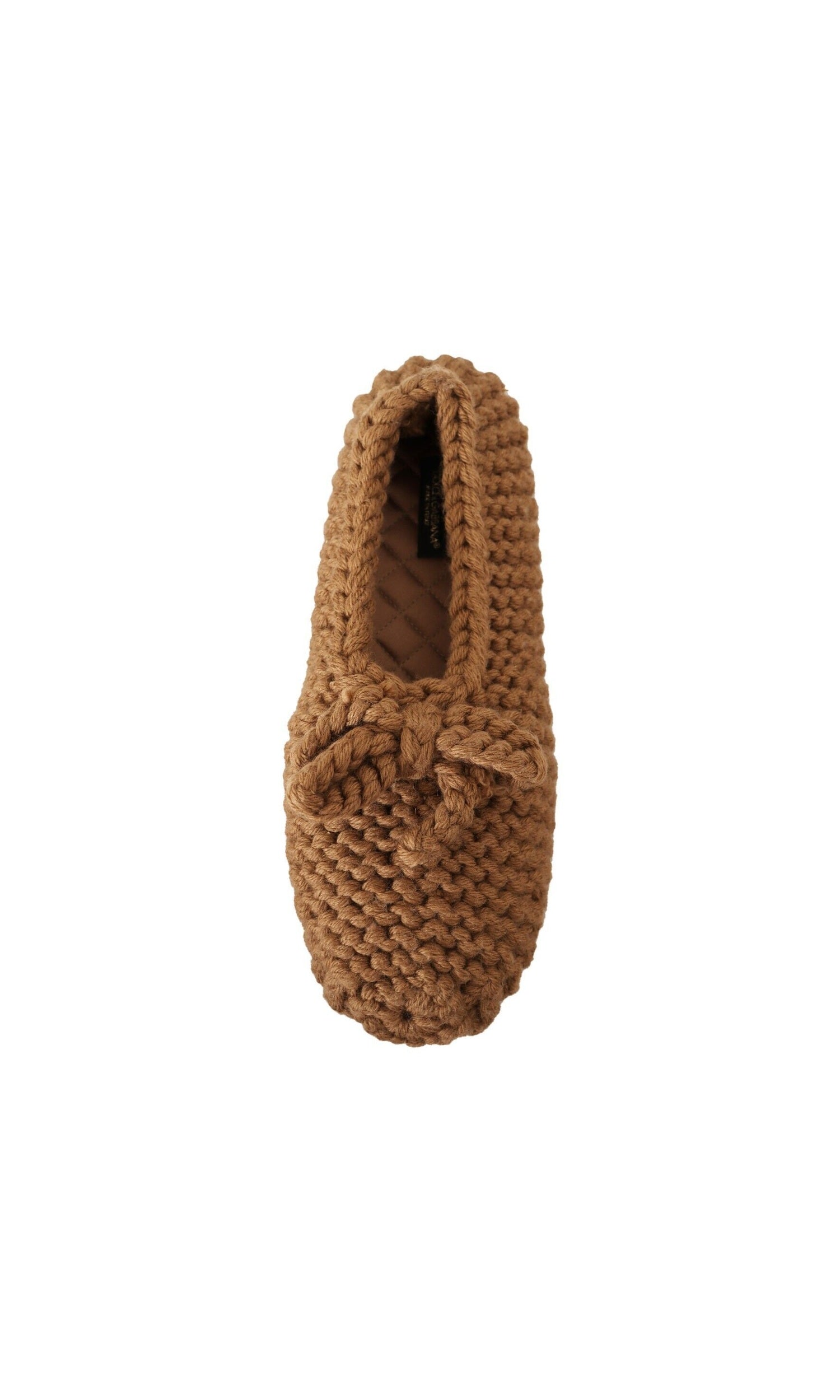 Dolce & Gabbana Brown Wool Elegant Knit Ballerina Flats Glam Steals