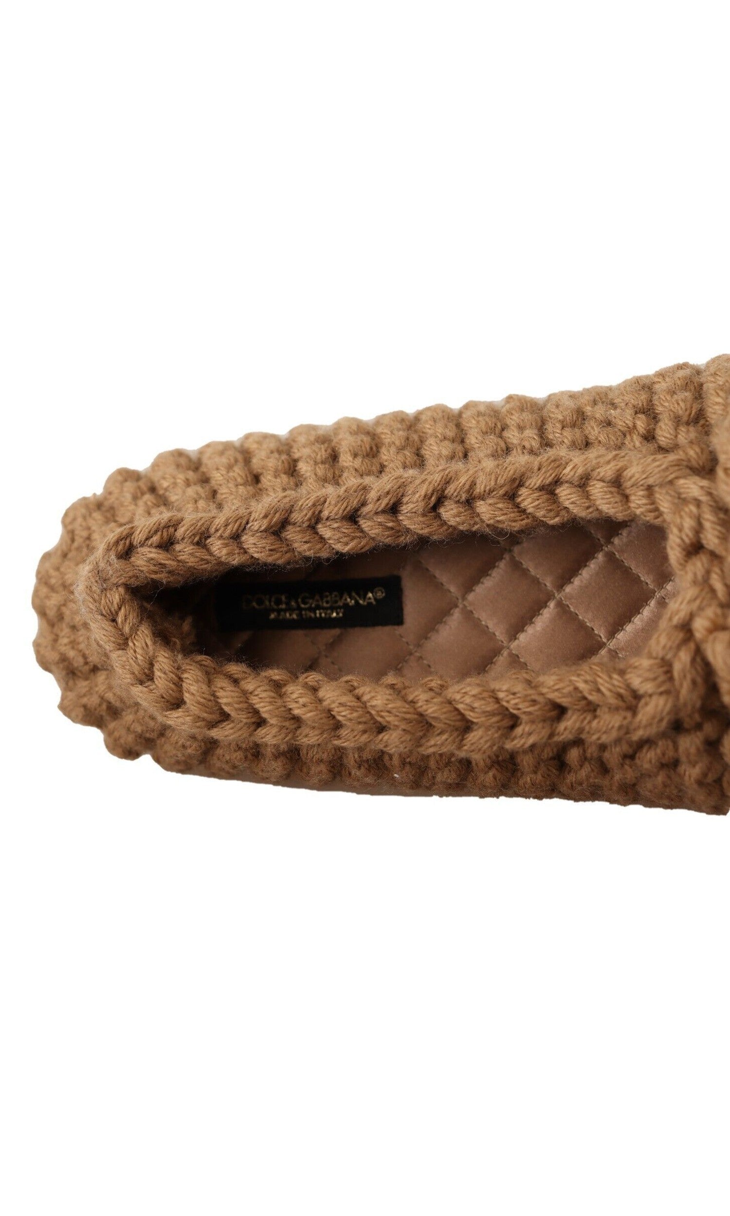 Dolce & Gabbana Brown Wool Elegant Knit Ballerina Flats Glam Steals