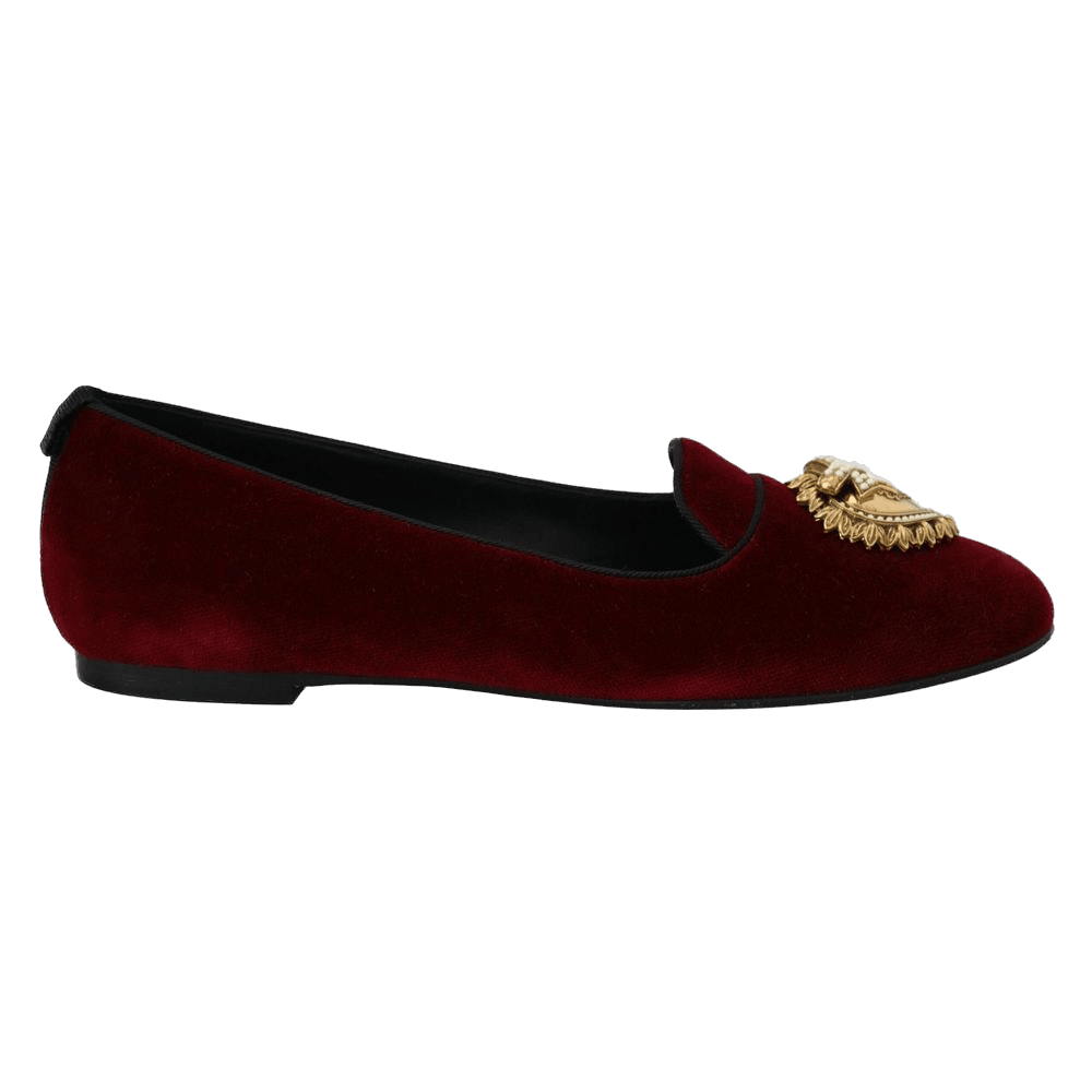 Dolce & Gabbana Burgundy Cotton Flat
