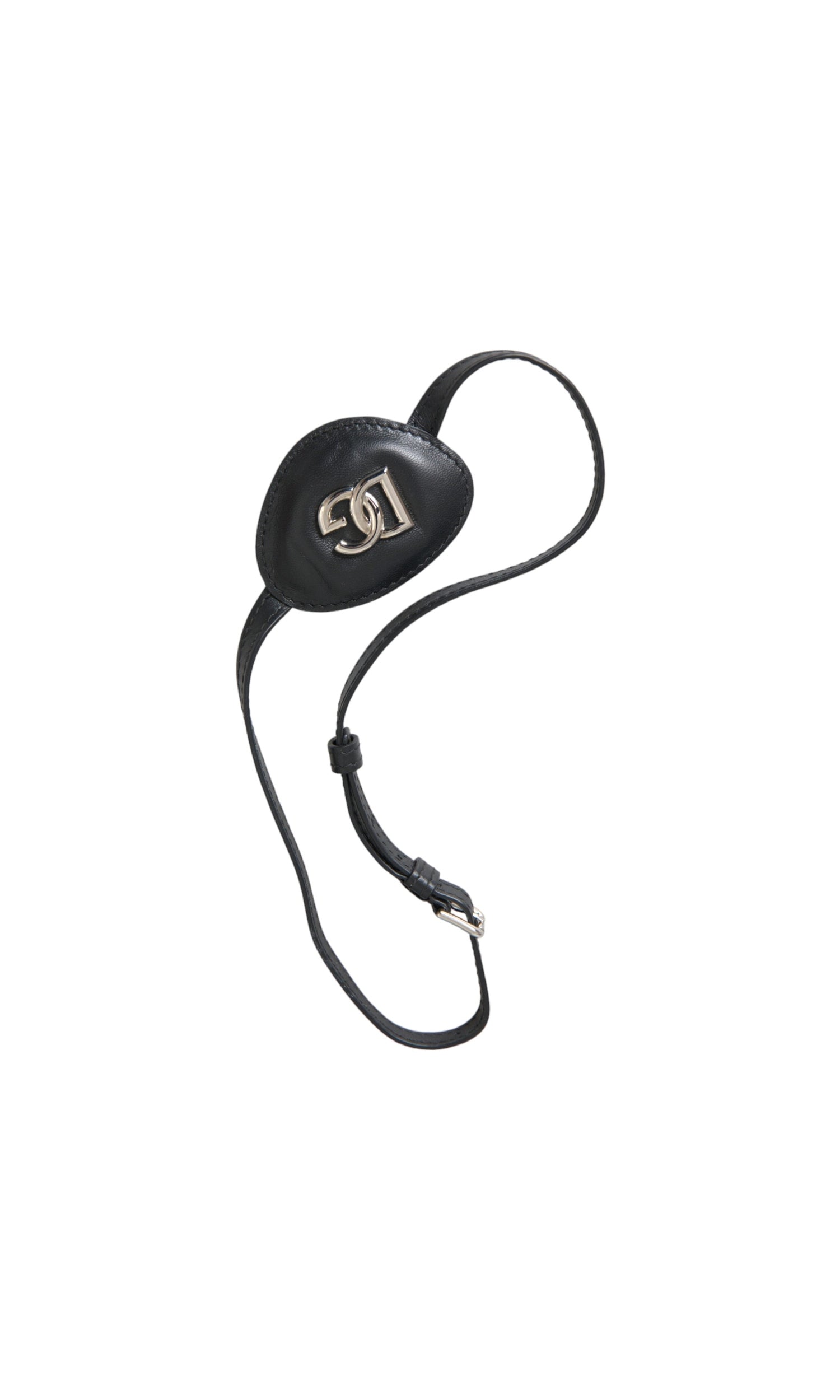 Dolce & Gabbana Calfskin Leather Metal Dg Logo Eye Black Patch Glam Steals