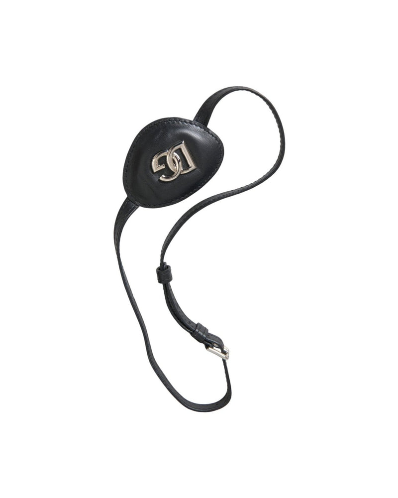Dolce & Gabbana Calfskin Leather Metal Dg Logo Eye Black Patch Glam Steals