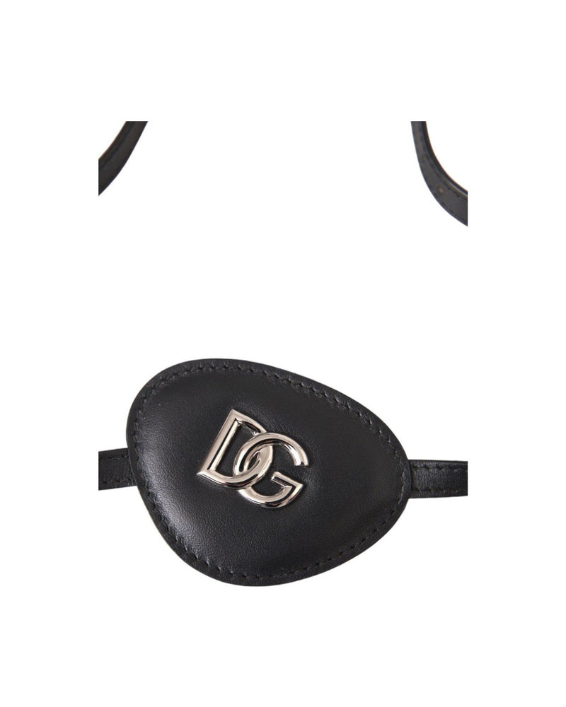 Dolce & Gabbana Calfskin Leather Metal Dg Logo Eye Black Patch Glam Steals