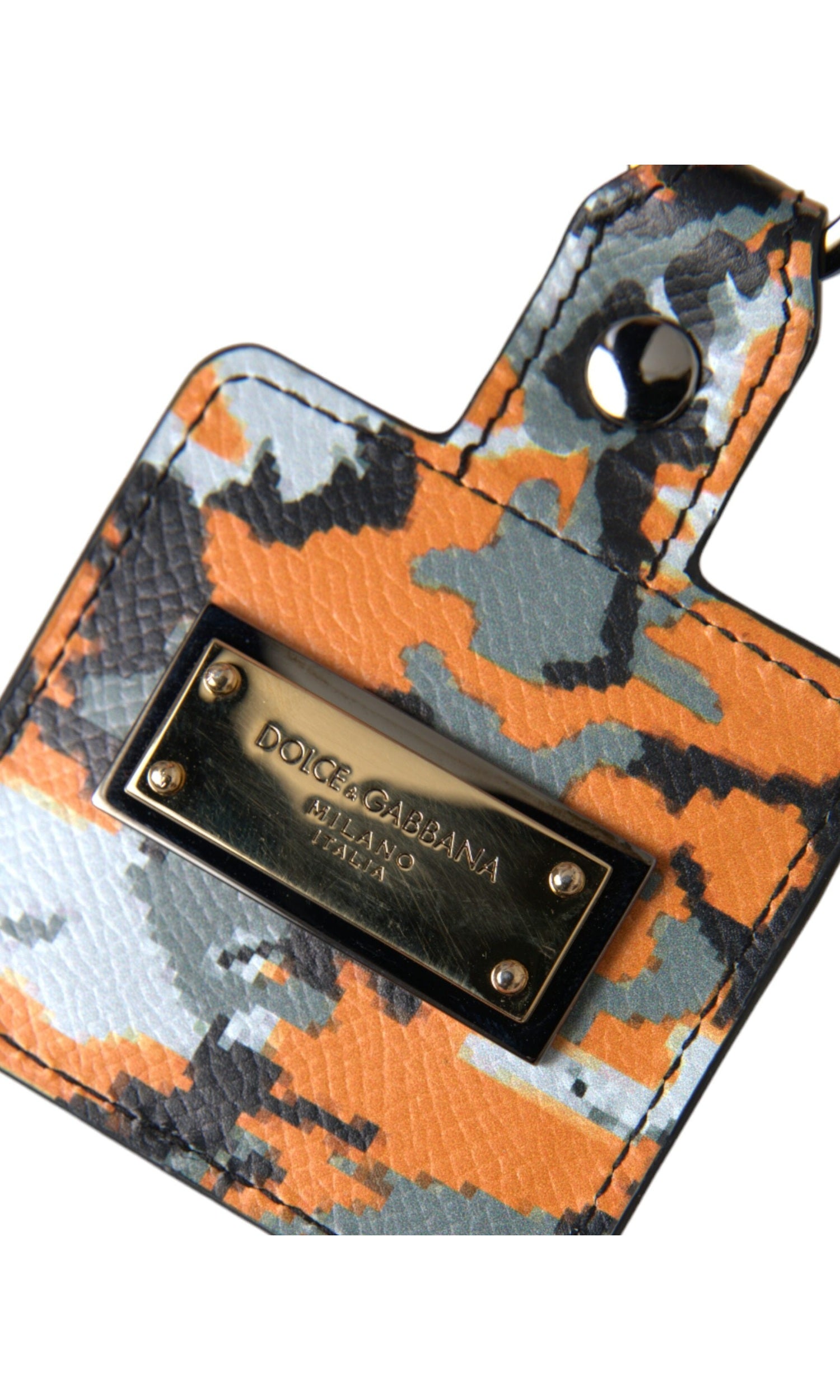 Dolce & Gabbana Camouflage Print Leather Logo Metal Airpods Multicolor Case Glam Steals