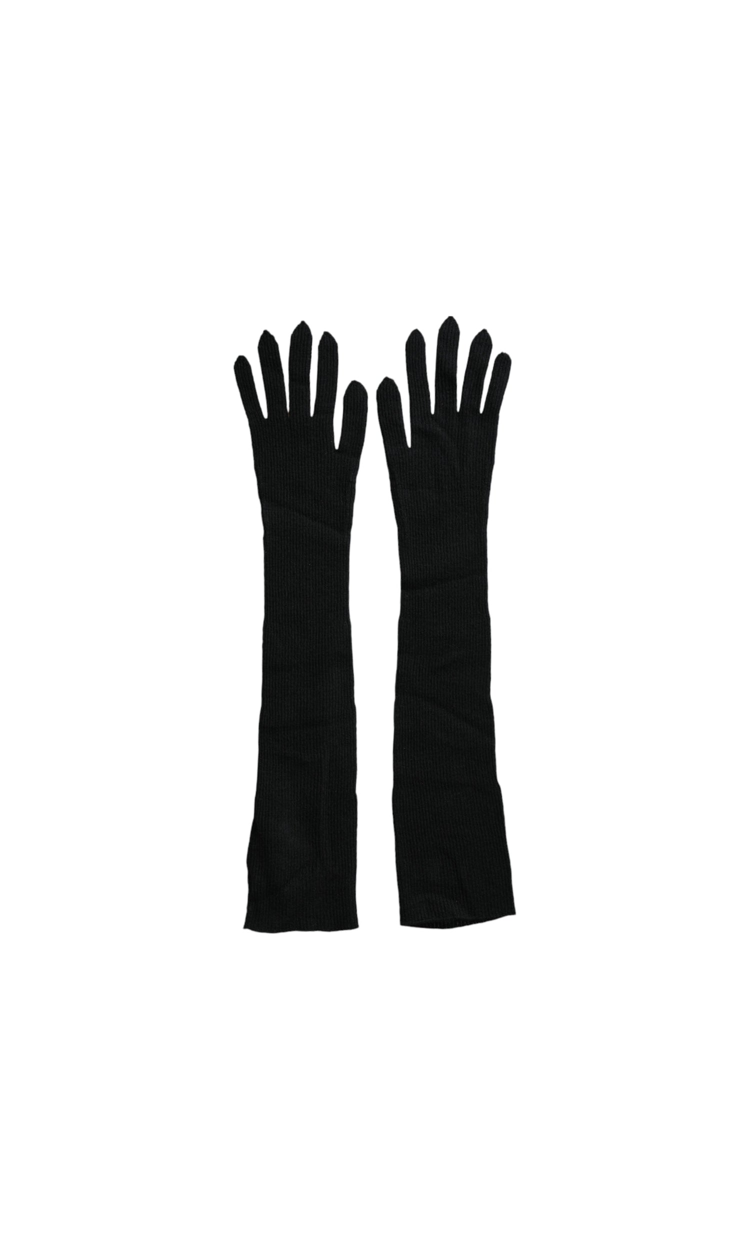 Dolce & Gabbana Cashmere Knitted Elbow Length Black Gloves Glam Steals