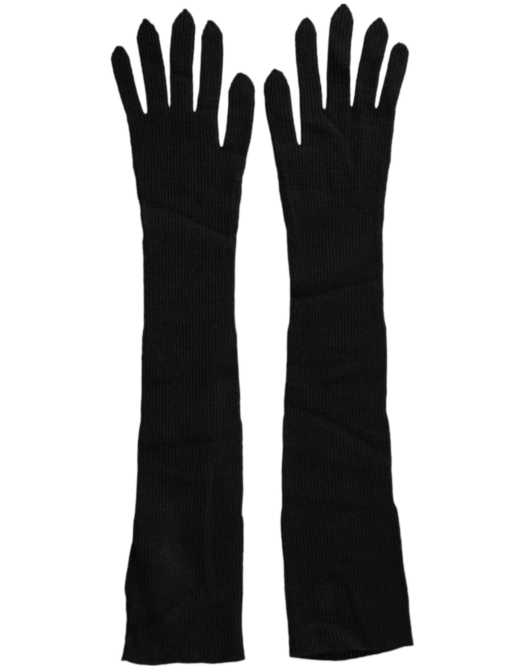 Dolce & Gabbana Cashmere Knitted Elbow Length Black Gloves Glam Steals