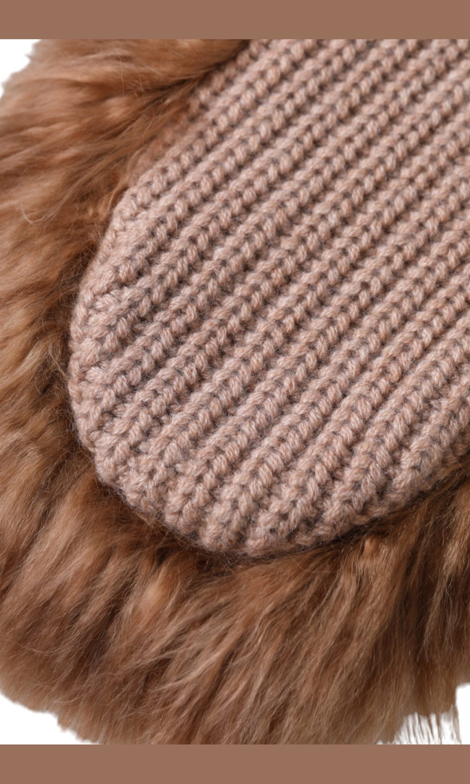 Dolce & Gabbana Cashmere Knitted Fur Mid Arm Mitten Brown Gloves Glam Steals
