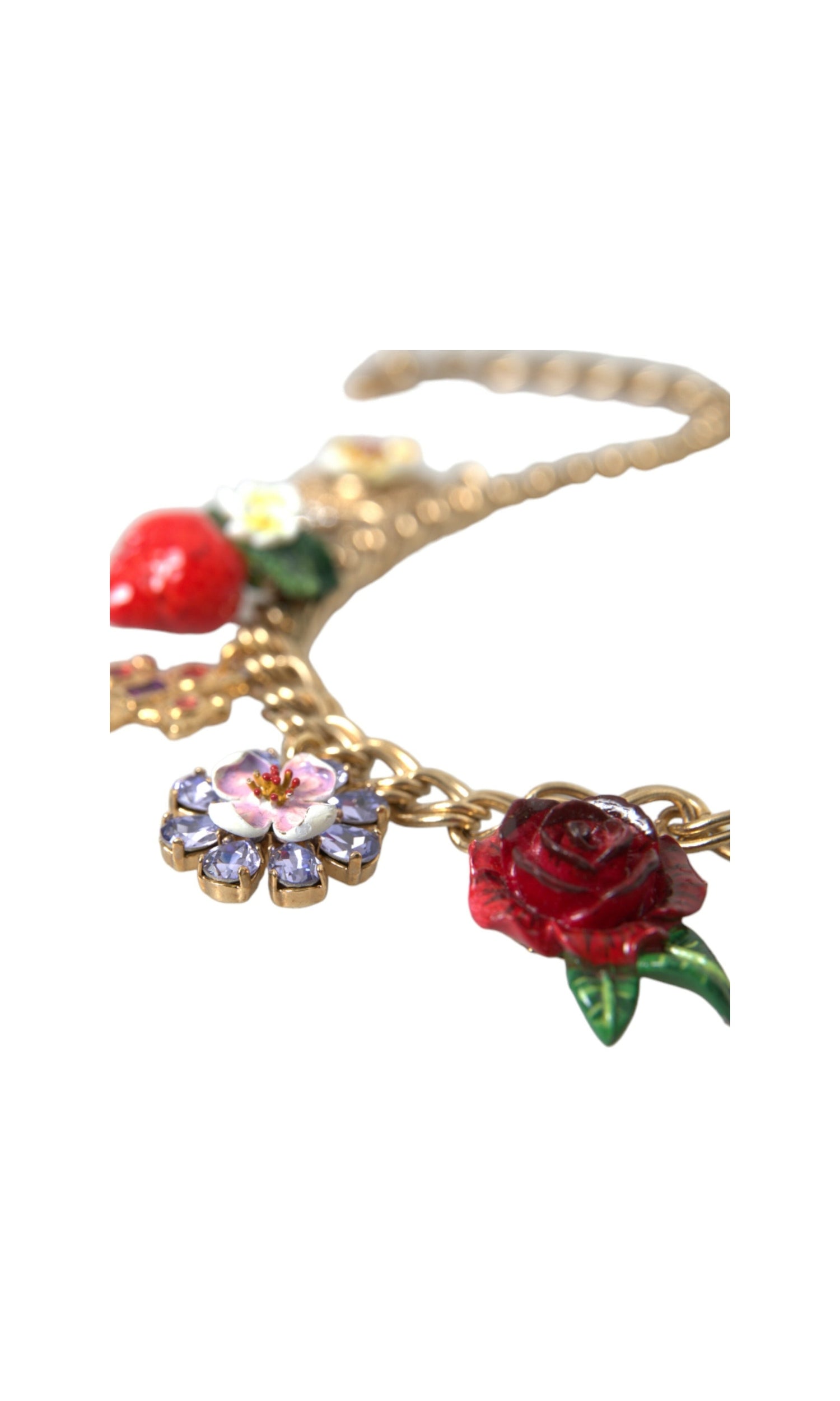 Dolce & Gabbana Chain Rose Cross Strawberry Star Pendant Gold Necklace Glam Steals